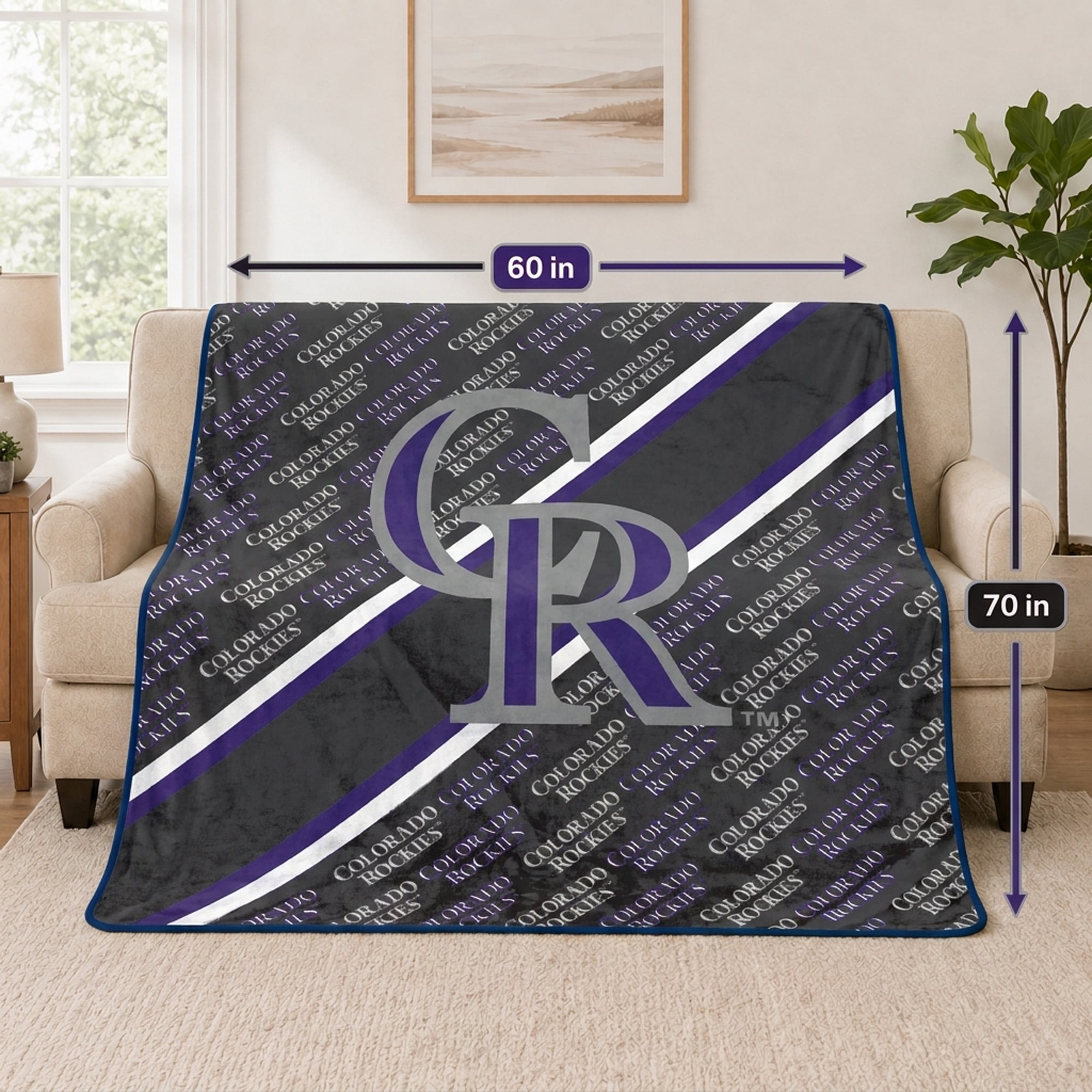 Couverture ultra douce Pegasus Colorado Rockies 60" x 70" (diagonale) avec logo et doublure