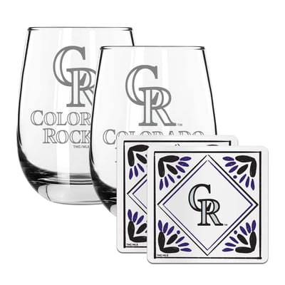 Colorado Rockies The Memory Company 15oz. Stemless Wine Glass & Coaster Set