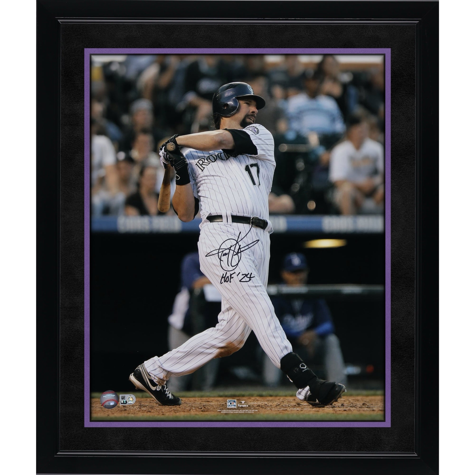 Photo dédicacée de Todd Helton (Colorado Rockies) - 40,6 x 50,8 cm (16 x 20 pouces) - avec inscription « HOF 2024 »