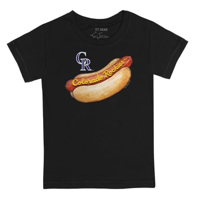 Colorado Rockies Tiny Turnip Toddler Hot Dog T-Shirt - Black