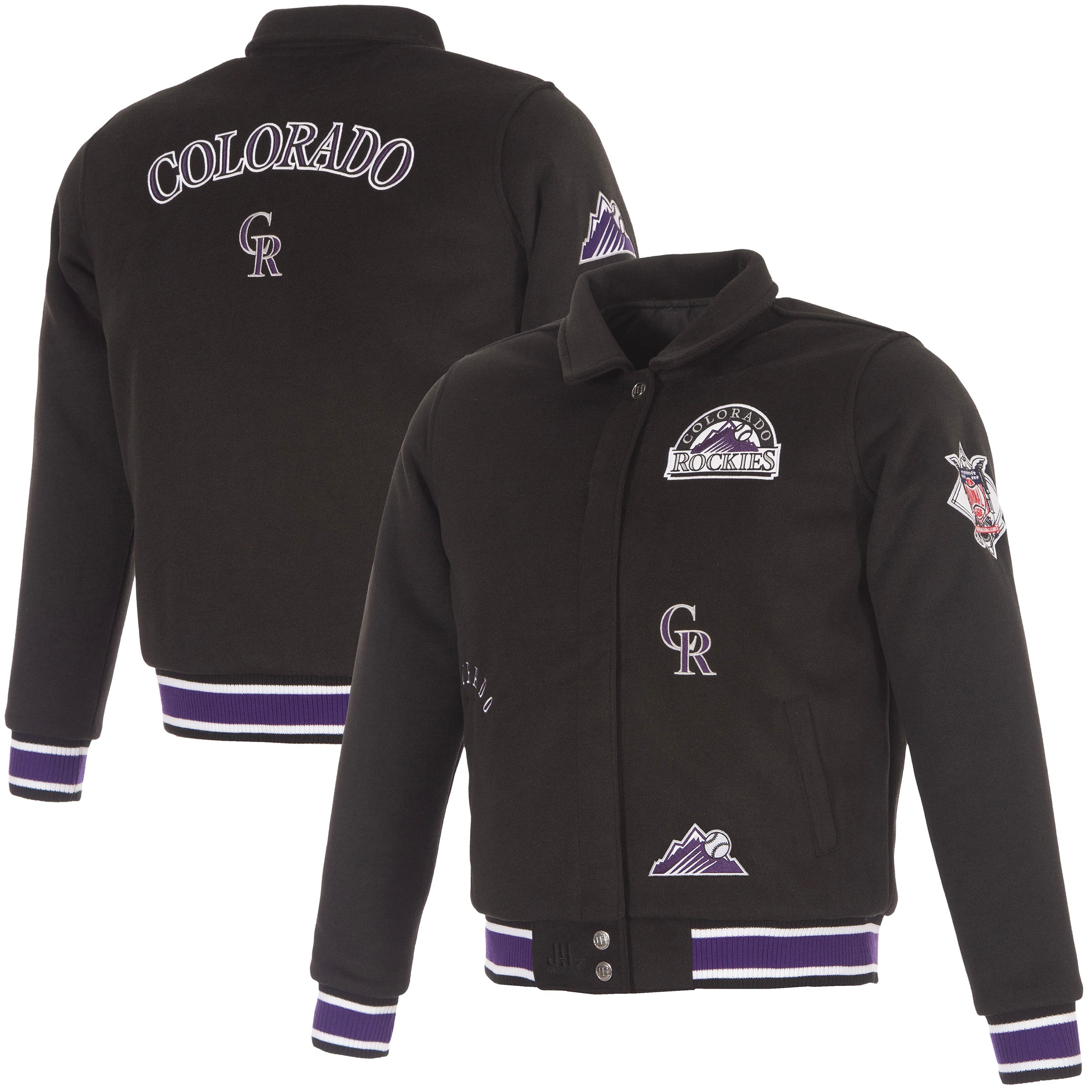 Veste réversible en laine noire à boutons-pression pour femme JH Design Colorado Rockies