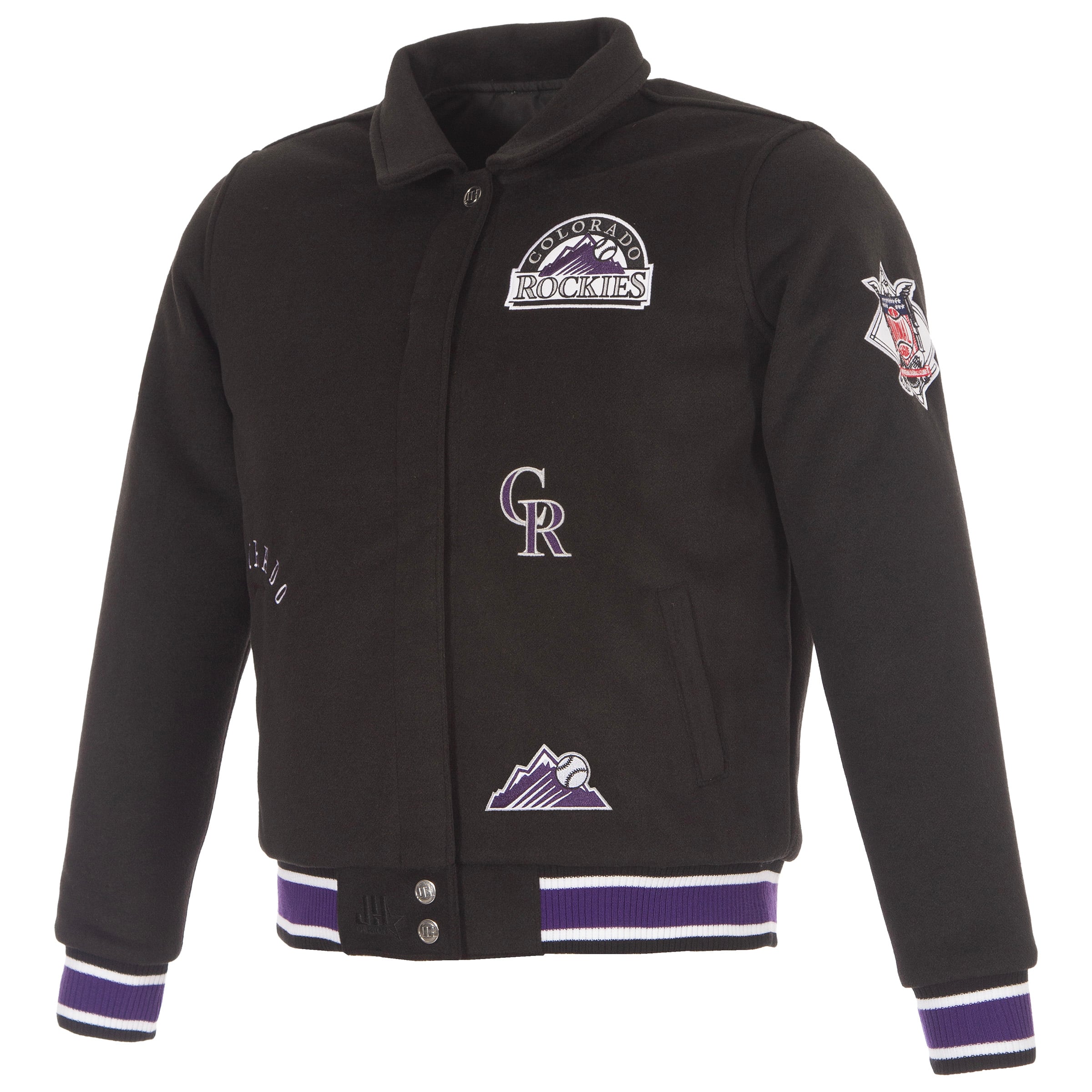 Veste réversible en laine noire à boutons-pression pour femme JH Design Colorado Rockies