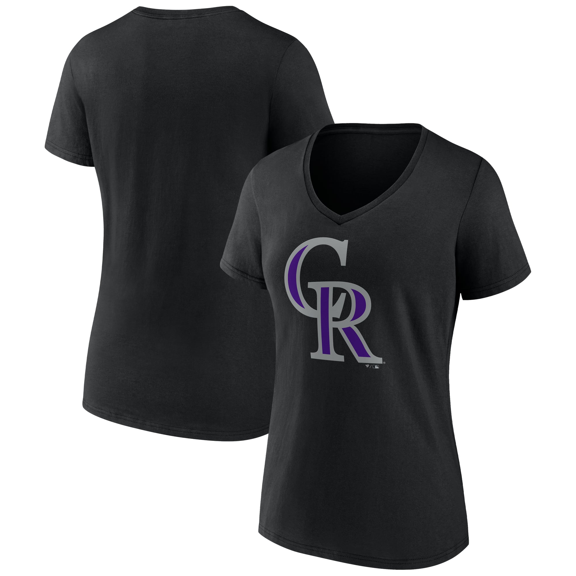 Women's Logo Athletic Black Colorado Rockies Official V-Neck T-Shirt