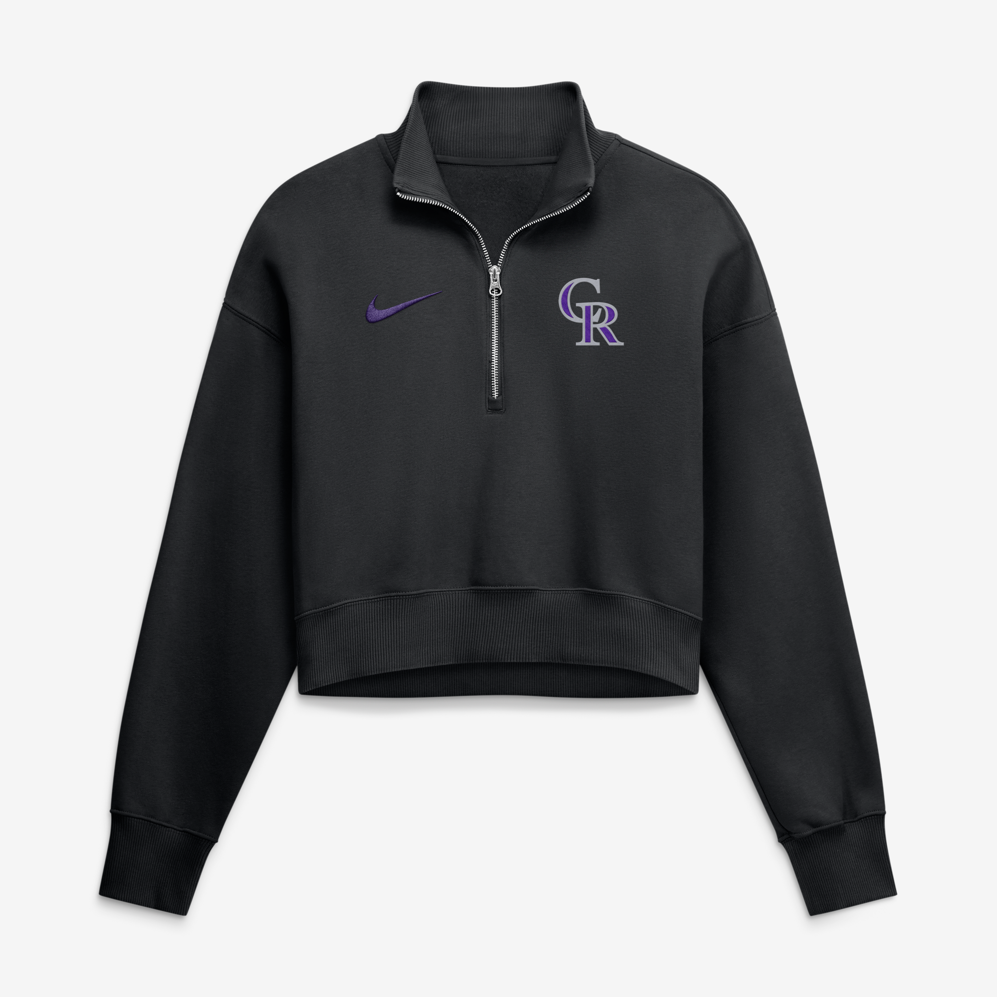 Sweat-shirt à demi-zip en polaire Nike Colorado Rockies Primetime Phoenix noir pour femme