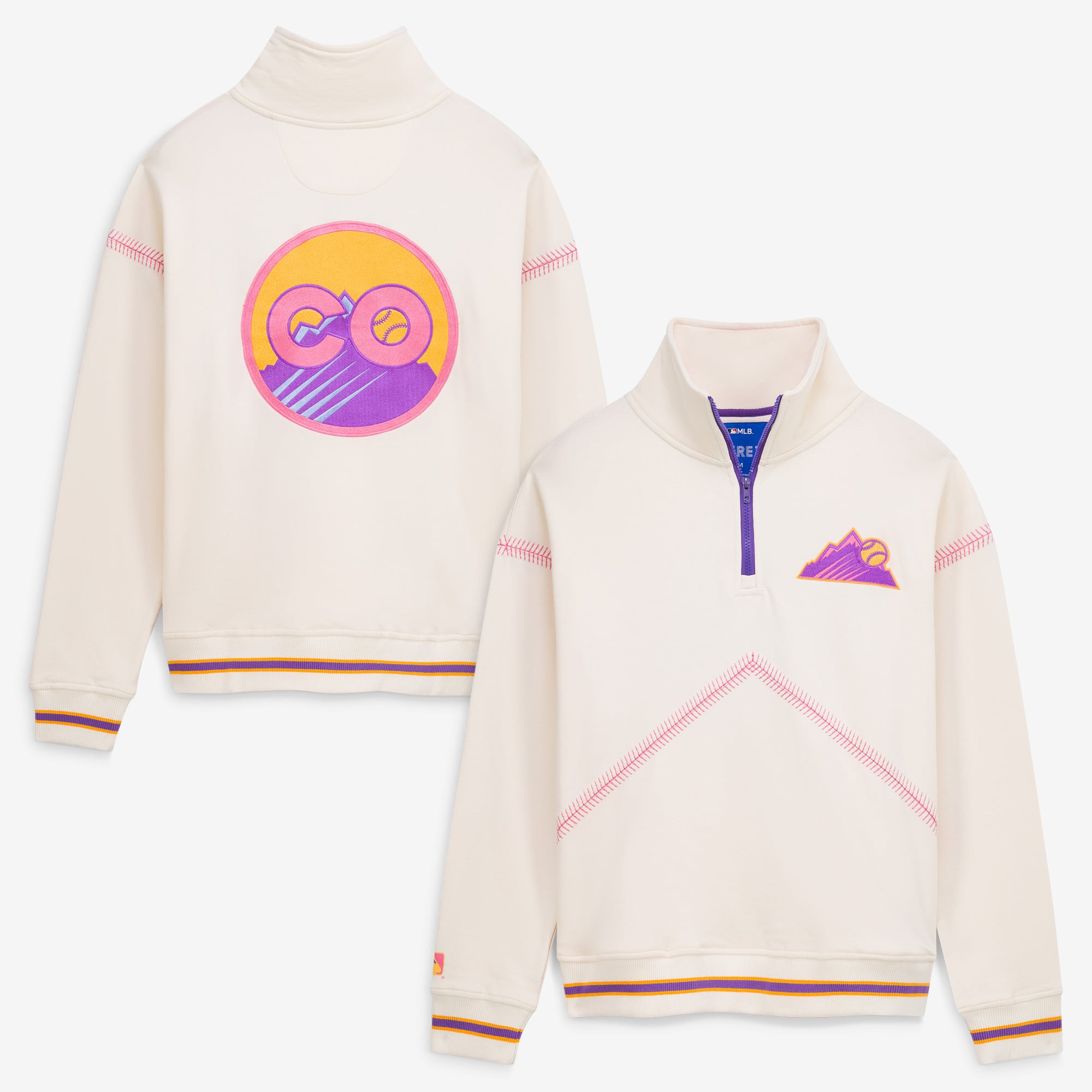 Pull à col zippé Terez Cream Colorado Rockies City Connect pour femme