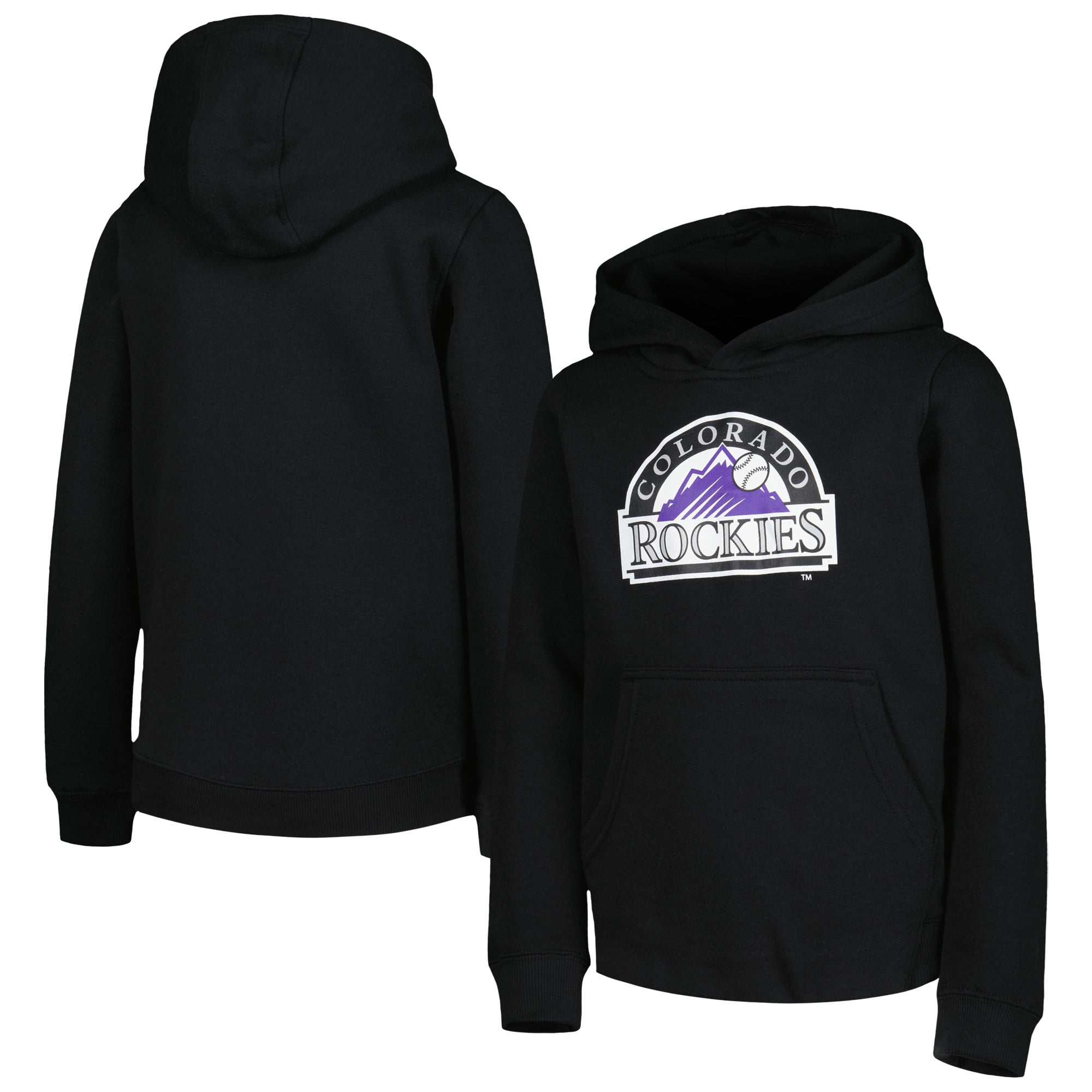 Chandail à capuchon noir enfiler avec logo principal de l'équipe Colorado Rockies pour jeune