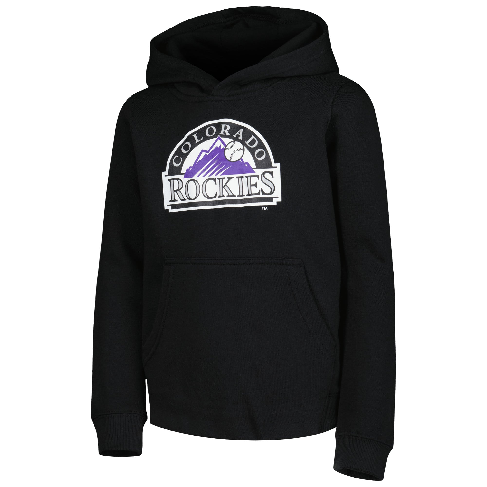 Chandail à capuchon noir enfiler avec logo principal de l'équipe Colorado Rockies pour jeune