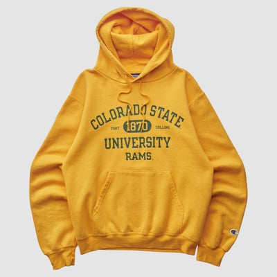 Colorado State Rams Champion 2000s Hooded Pullover Sweatshirt - Yellow - XS by Fanatics Real Vintage