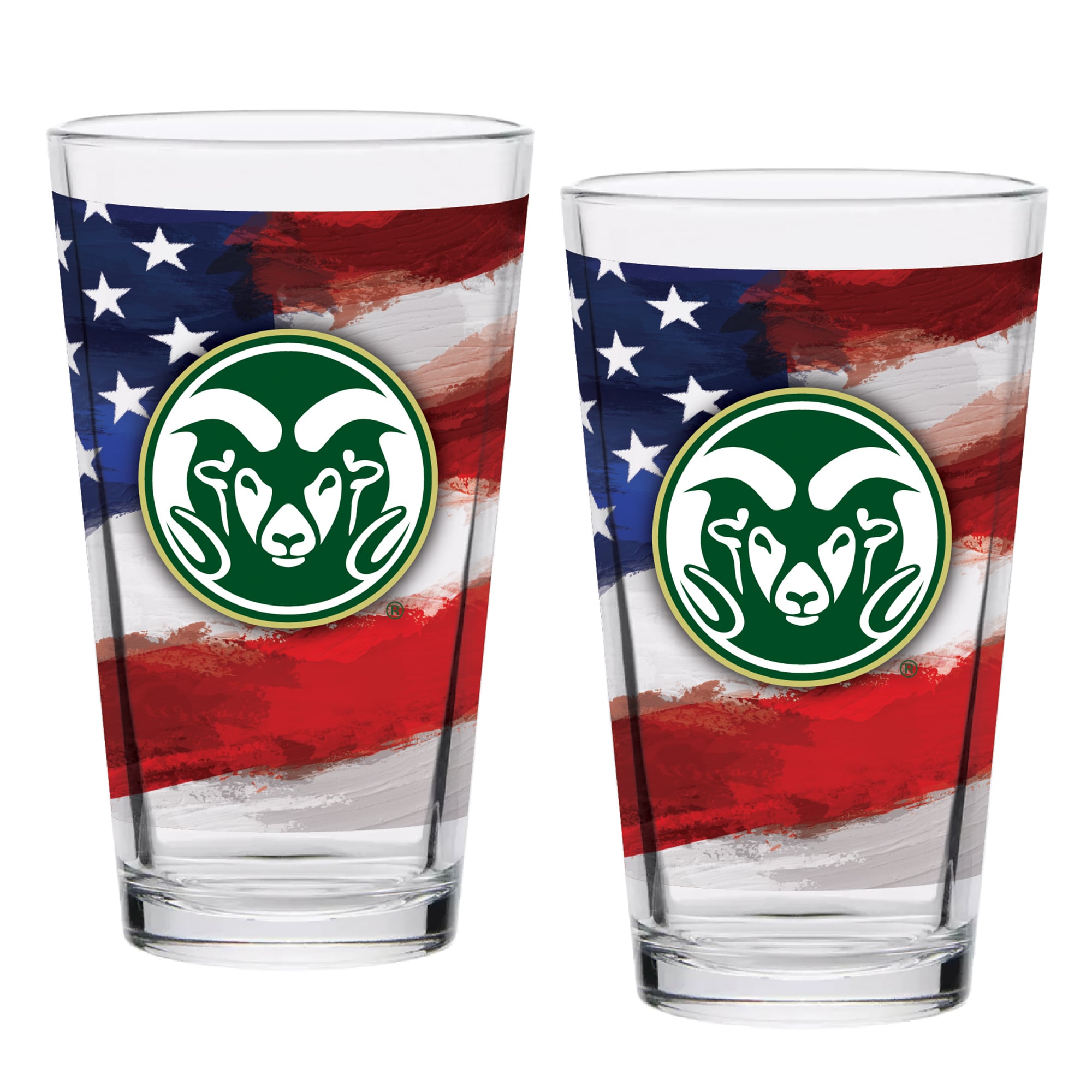 Ensemble de deux verres à bière Americana de 473 ml (16 oz) aux couleurs des Colorado State Rams