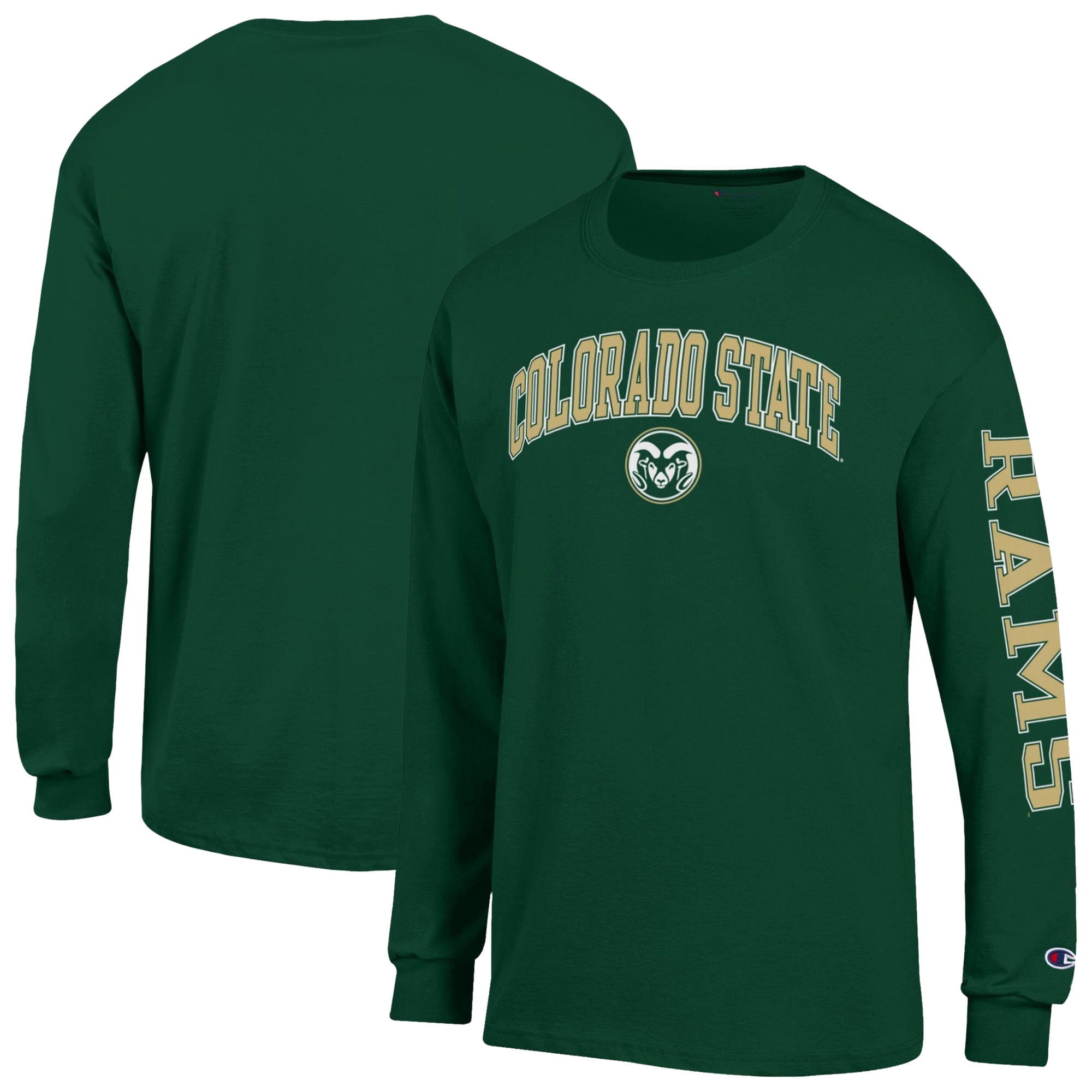 T-shirt à manches longues Champion vert Colorado State Rams avec logo en forme d'arche