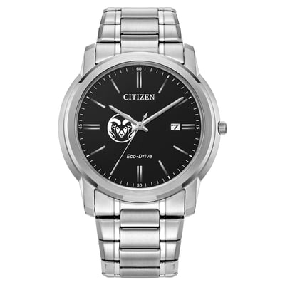  Colorado State Rams Citizen Watch Eco-Drive Black Dial Watch - Silver