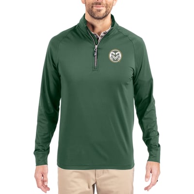  Colorado State Rams Cutter & Buck Soft Knit Stretch Raglan Quarter-Zip Pullover - Green
