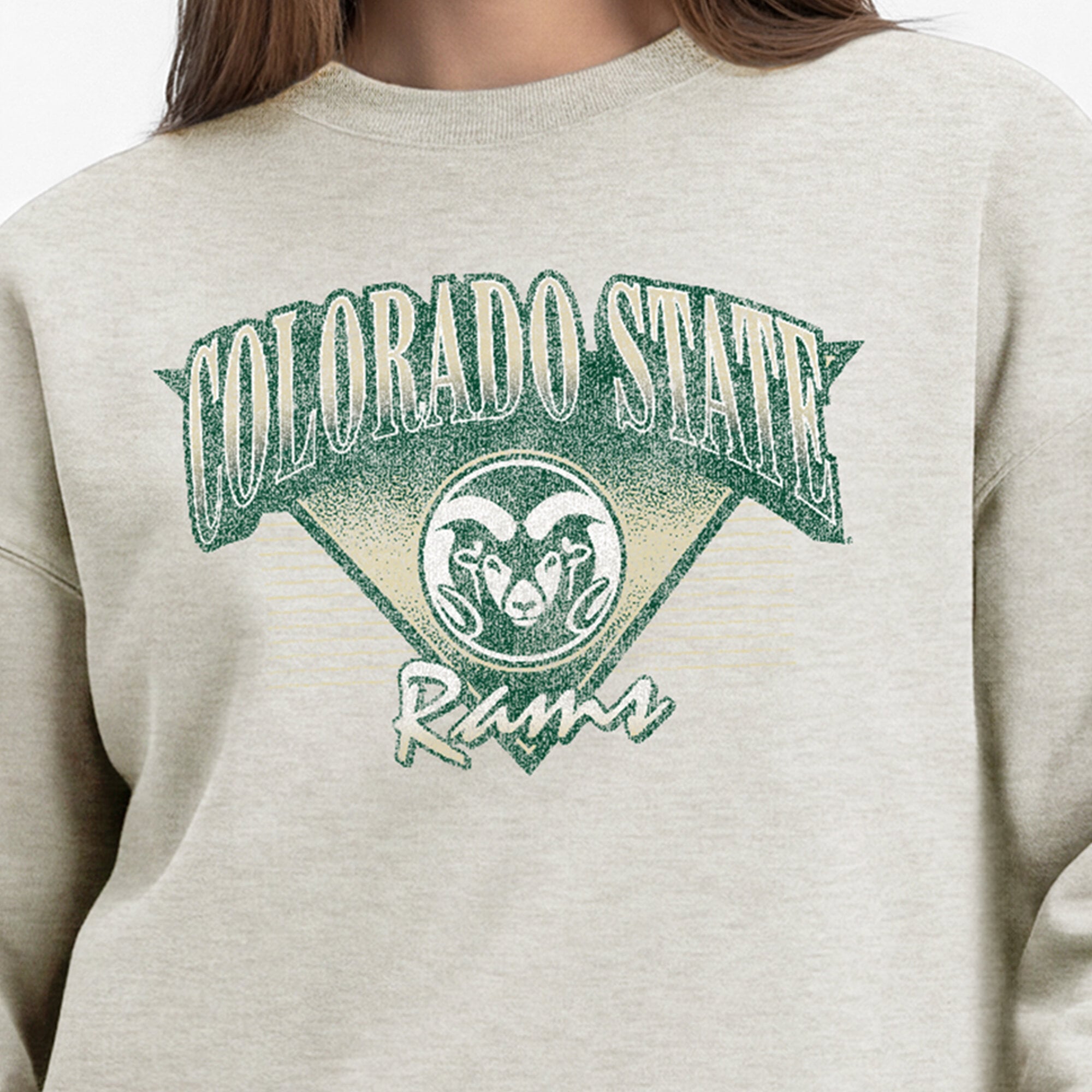 Sweat-shirt à manches courtes Champion Oatmeal All-Star Weave pour femmes, Colorado State Rams
