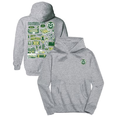 Colorado State Rams Vive La Fete Youth Impressions Artwork Hoodie - Gray
