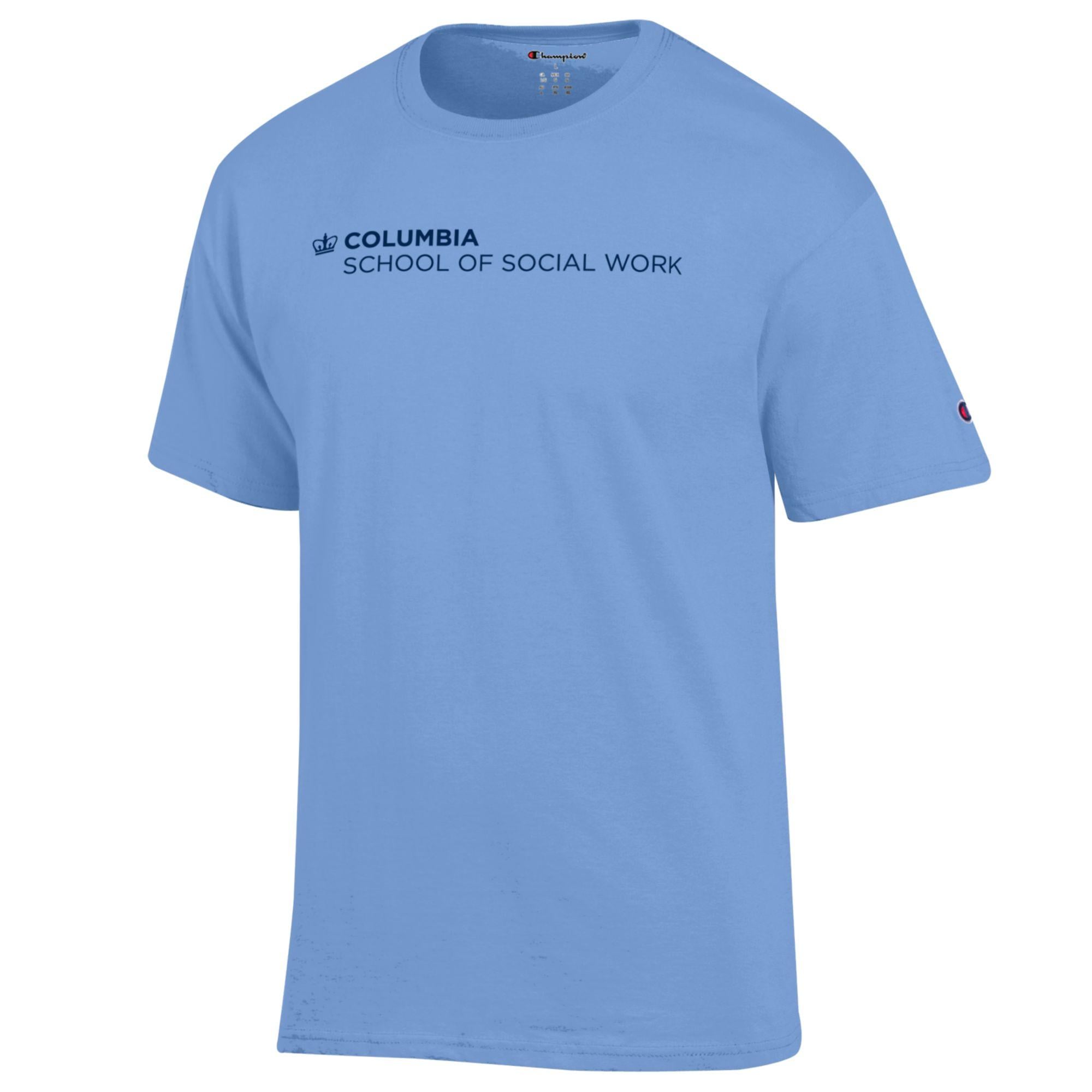 Mens CHAMPION lbl Columbia University School of Social Work T-Shirt