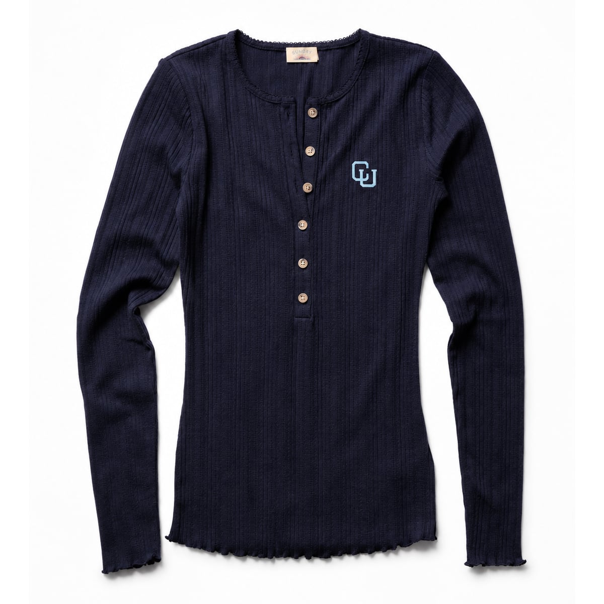 Chemise Henley FAHERTY marine pour femmes, modèle Paradise Pointelle de l'Université Columbia