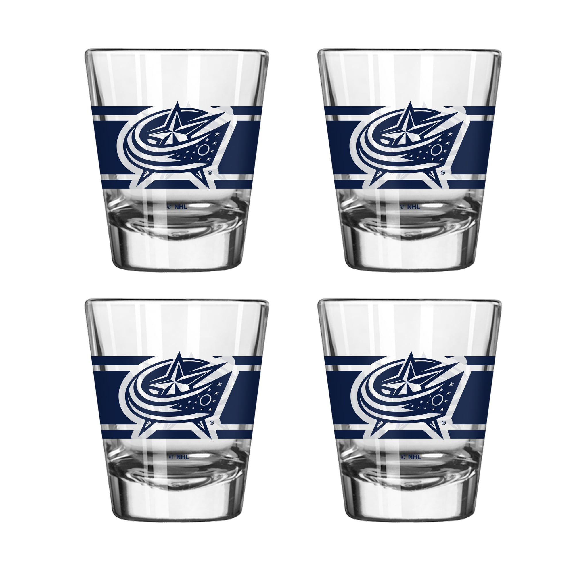 Ensemble de quatre verres à liqueur rayés Logo Brands Columbus Blue Jackets