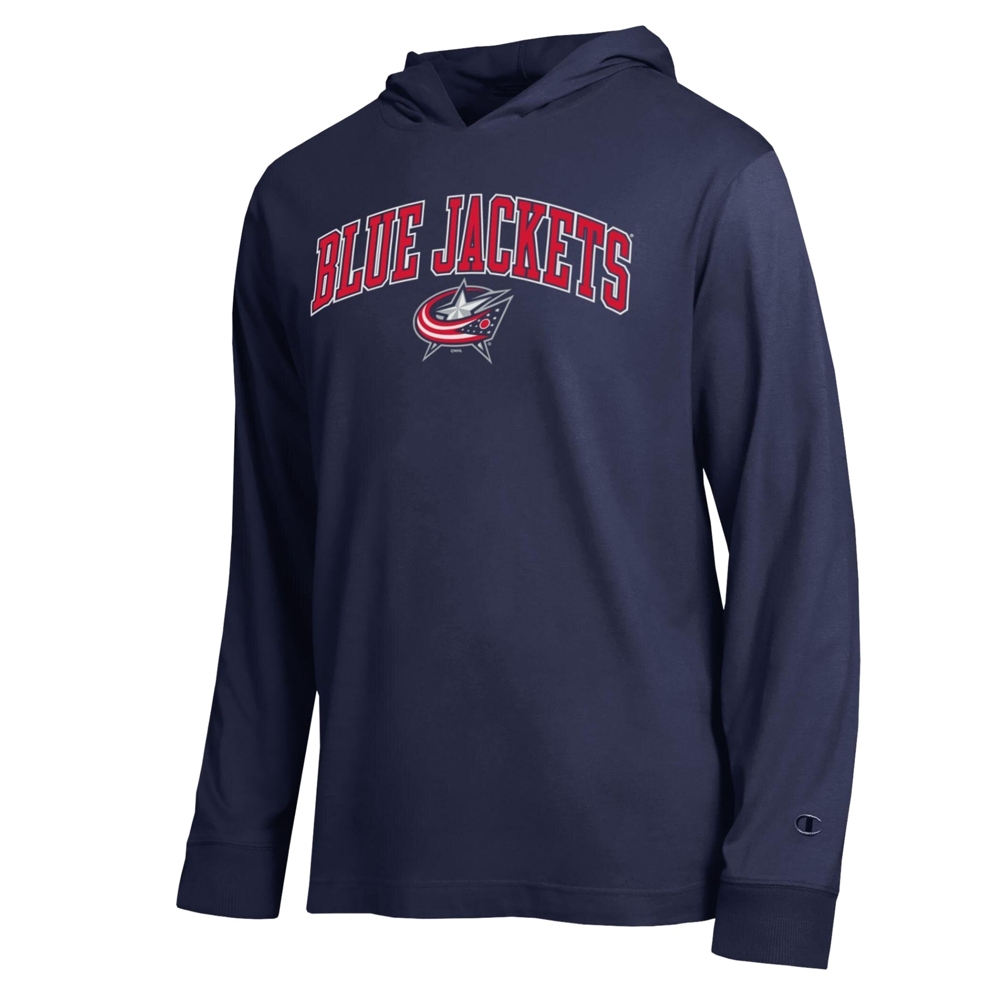 T-shirt à manches longues léger capuche Champion bleu marine Columbus Blue Jackets All-Star pour homme