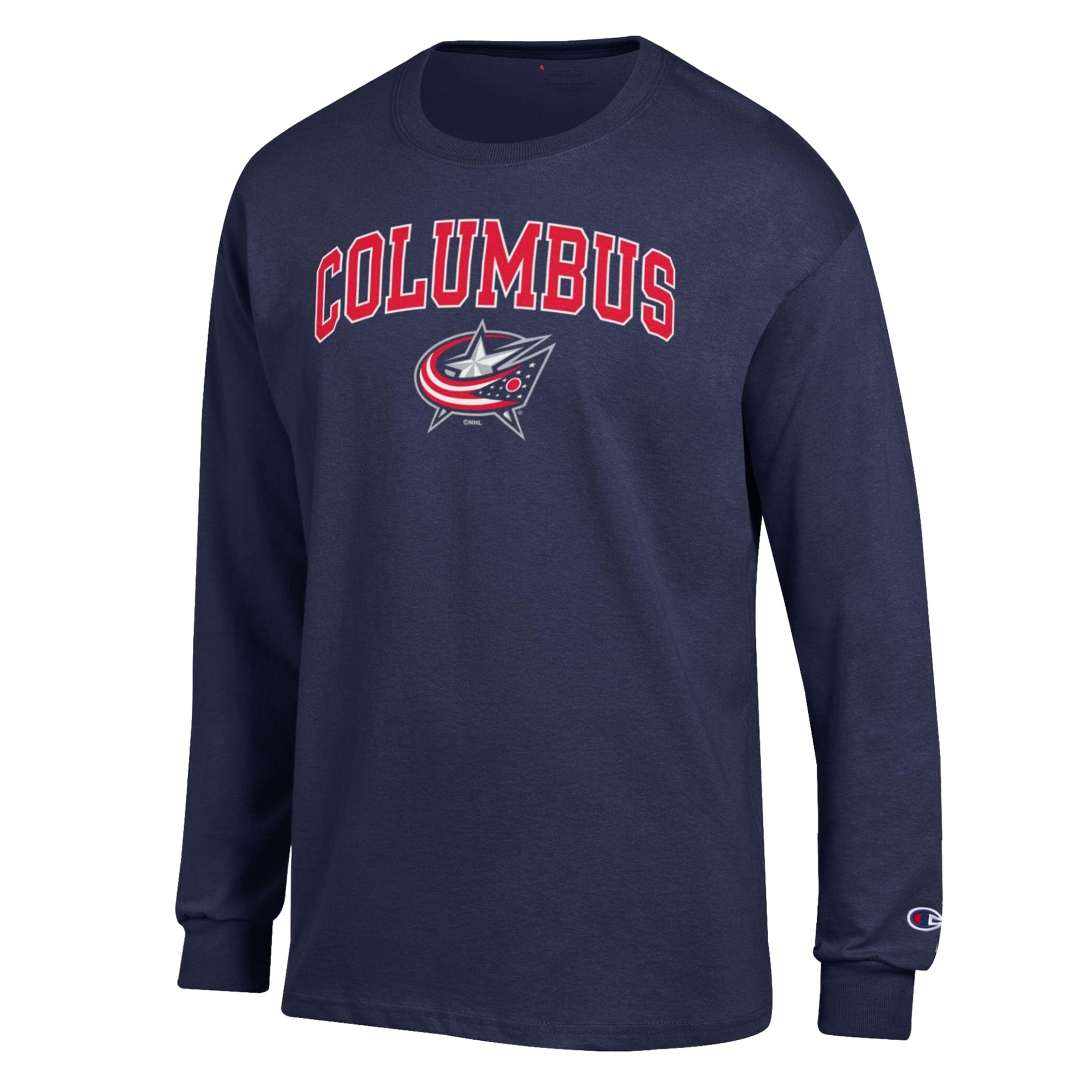 Men's Champion Navy Columbus Blue Jackets Jersey Long-Sleeve T-Shirt