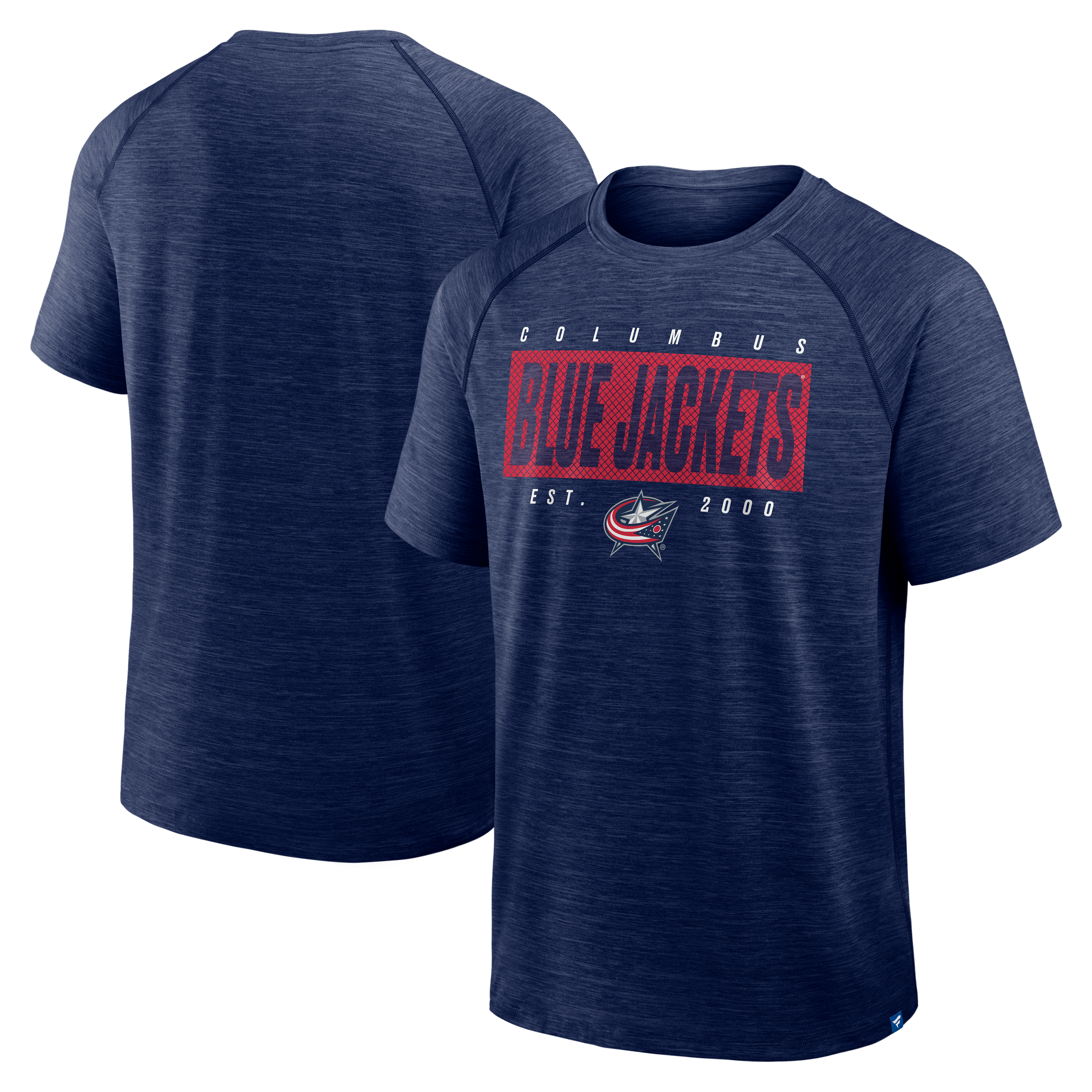 Men's Fanatics Heather Navy Columbus Blue Jackets Breakaway Clutch Raglan T-Shirt
