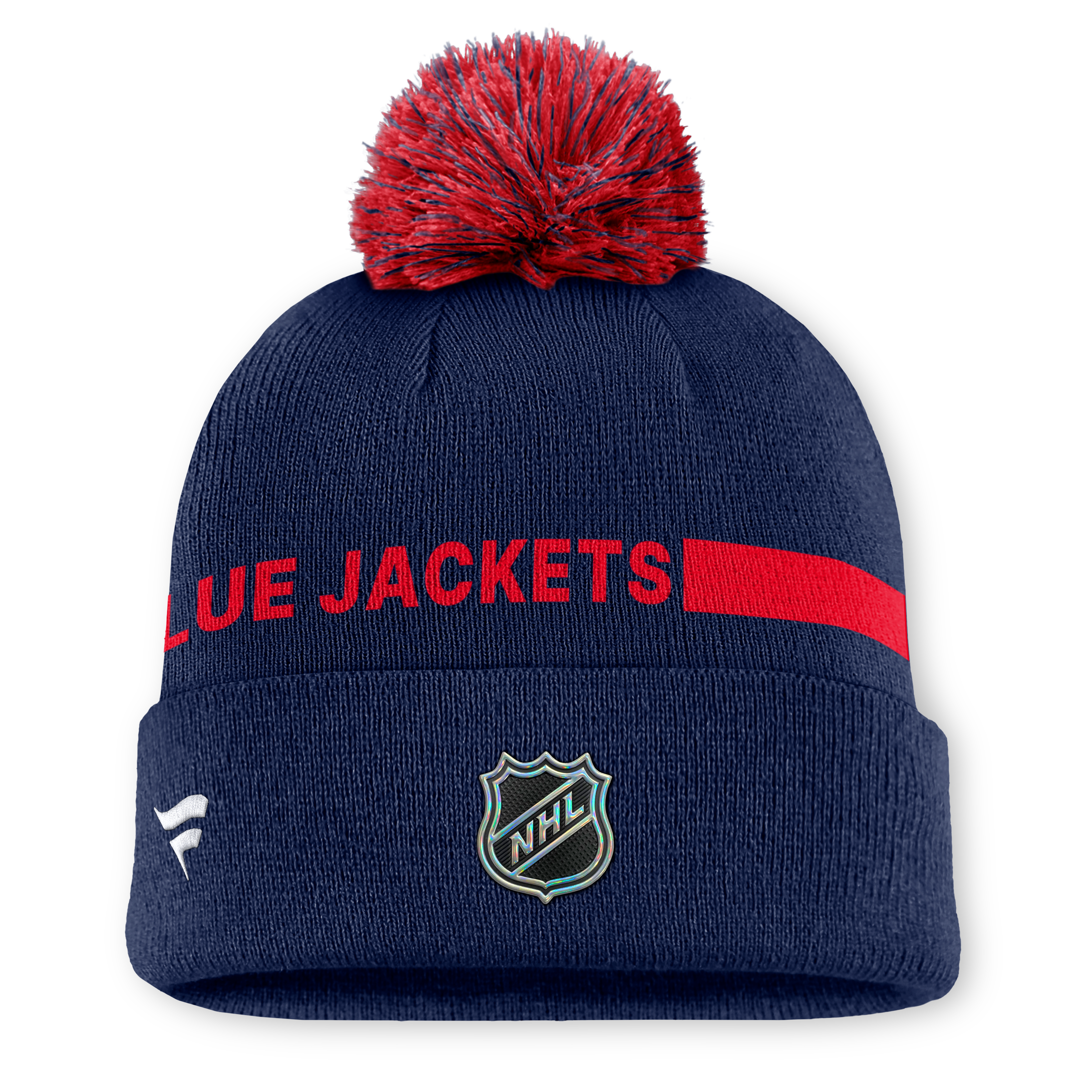 Bonnet authentique Pro Rink Fanatics bleu marine Columbus Blue Jackets pour homme, avec pompon