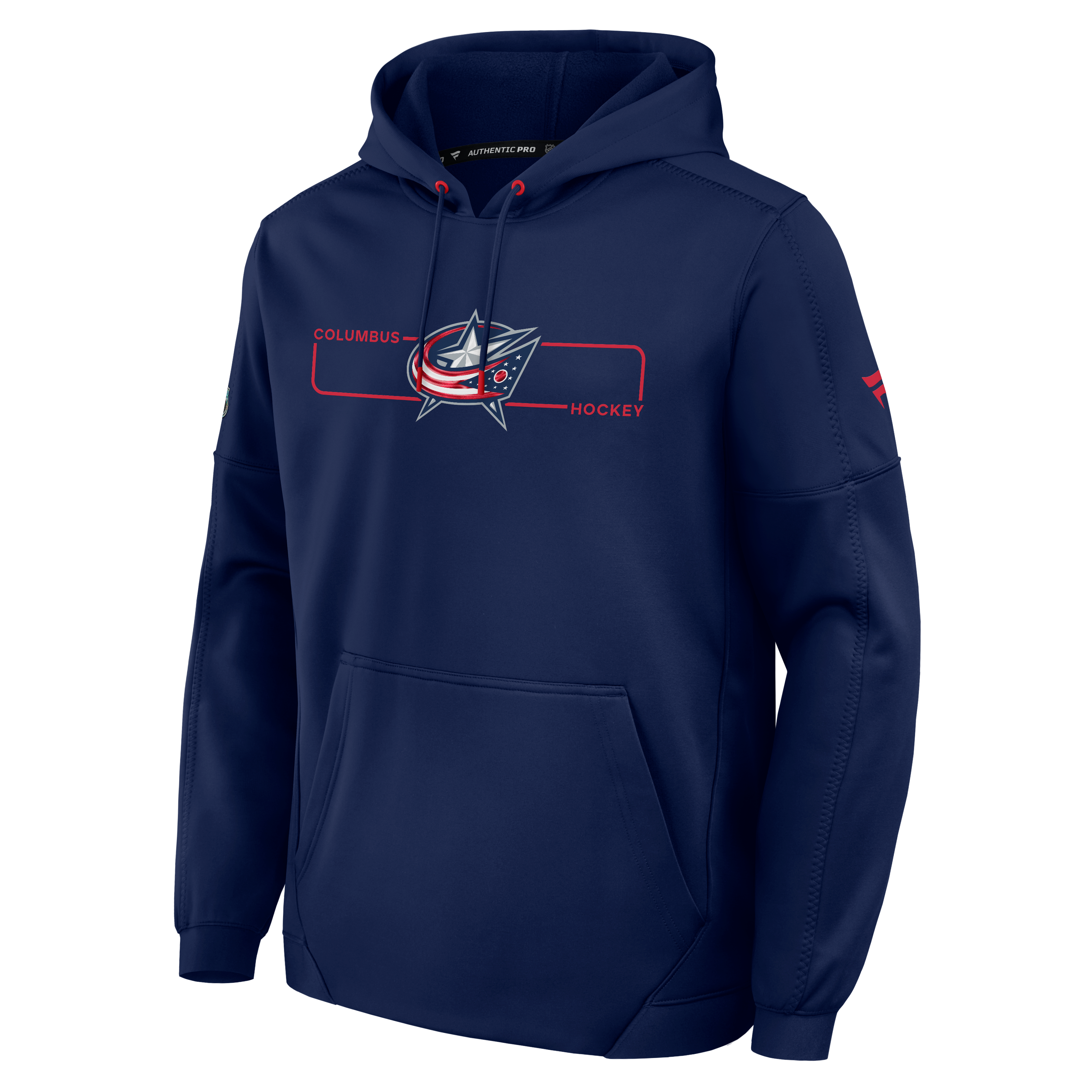 Sweat à capuche polaire authentique Pro Rink pour homme, bleu marine, des Columbus Blue Jackets, de Fanatics.