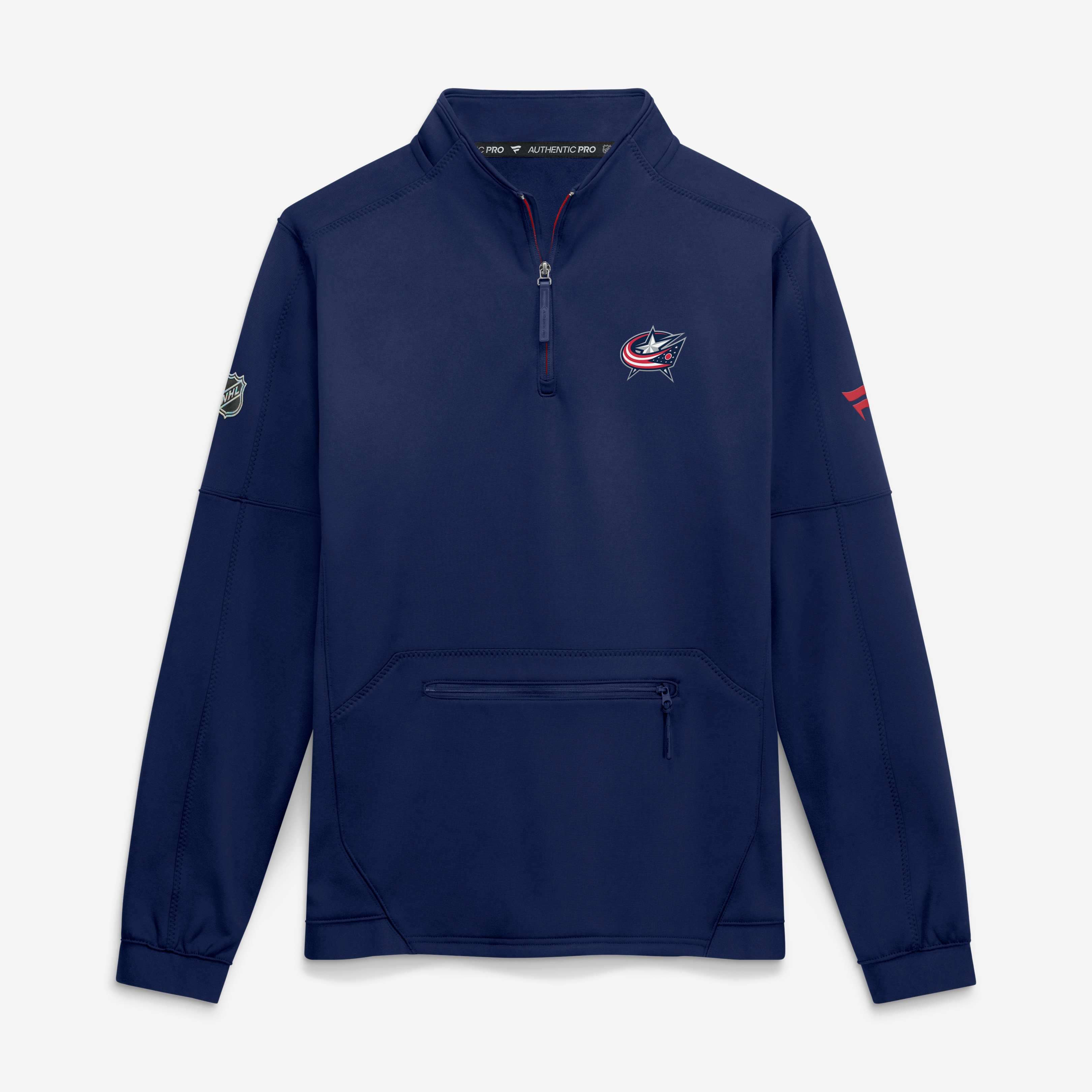 Pull-over polaire à quart de zip Fanatics Navy Columbus Blue Jackets Authentic Pro Rink pour homme