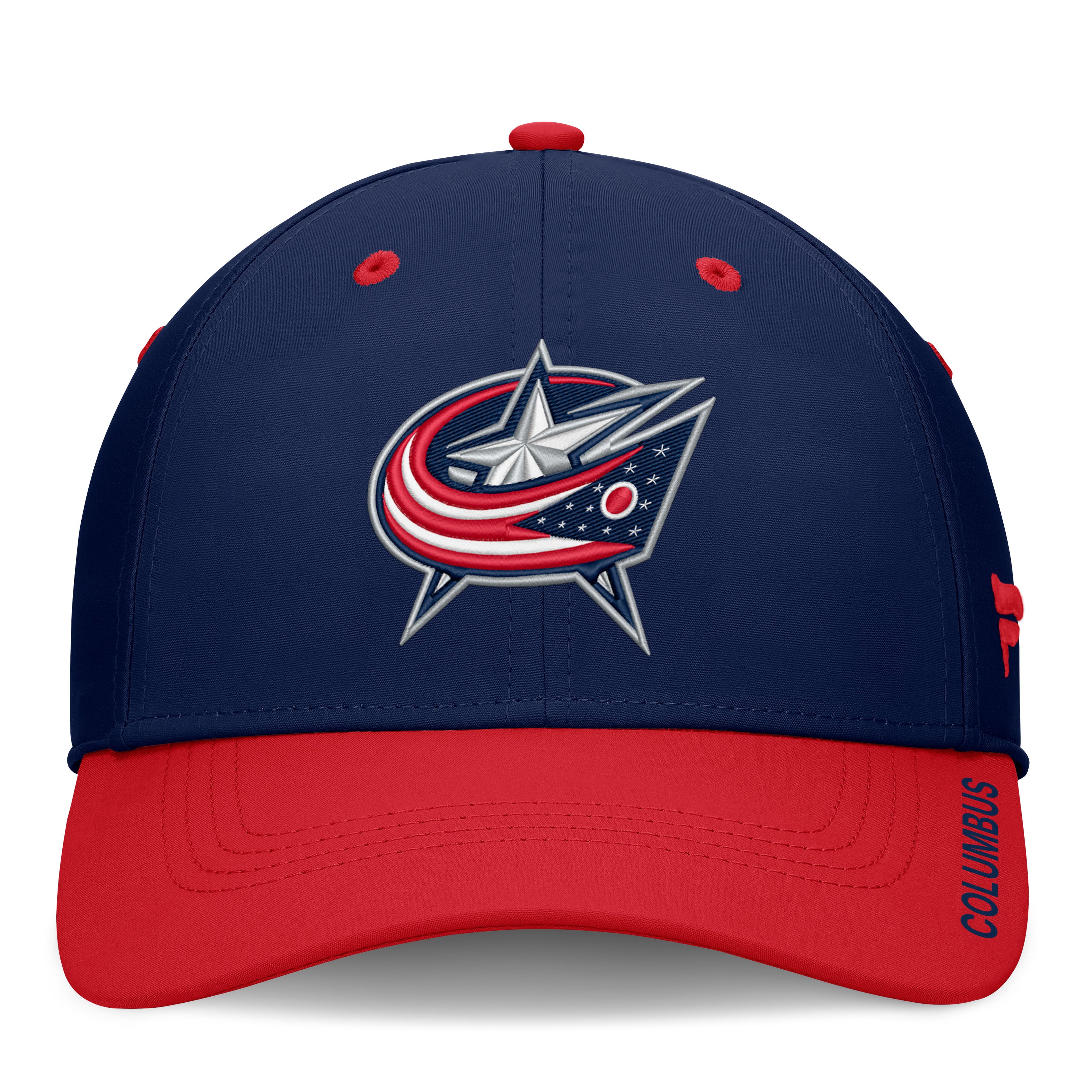 Men's Fanatics Navy/Red Columbus Blue Jackets Authentic Pro Rink Stretch Hat