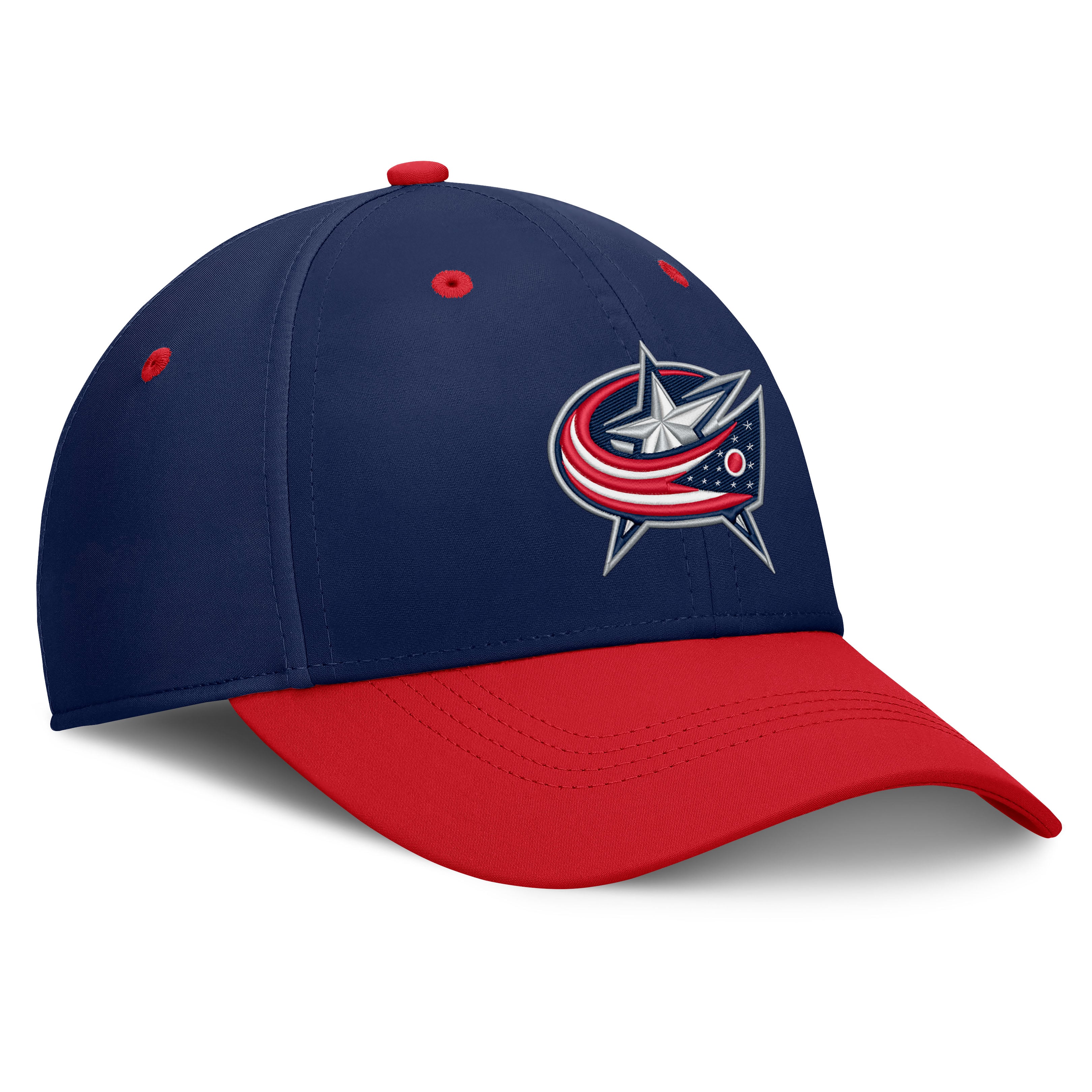Men's Fanatics Navy/Red Columbus Blue Jackets Authentic Pro Rink Stretch Hat
