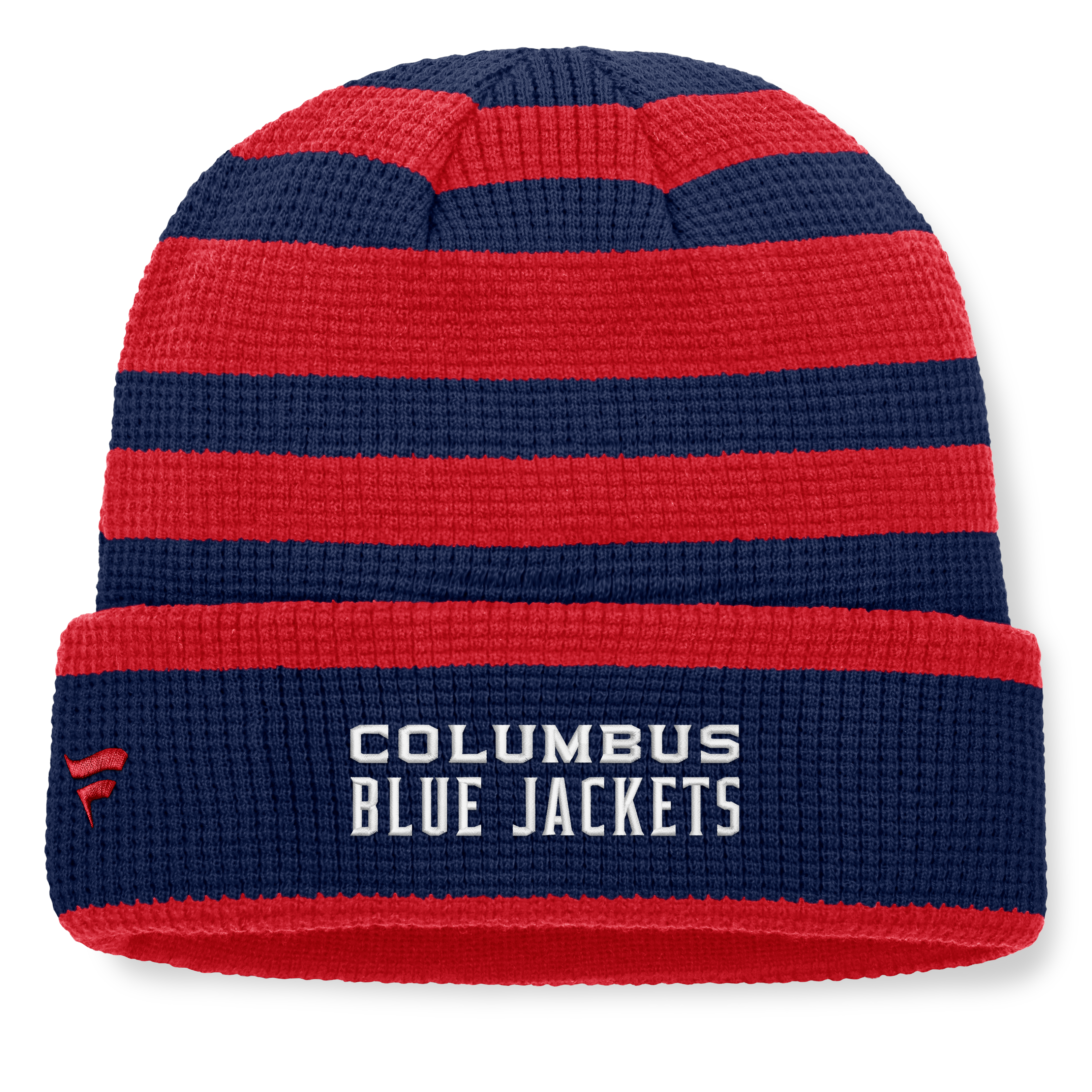 Bonnet tricoté à revers Fanatics bleu marine/rouge Columbus Blue Jackets Fundamental Steady pour homme
