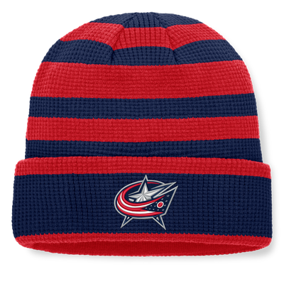 Columbus Blue Jackets Fanatics Fundamental Steady Cuffed Knit Hat - Navy/Red