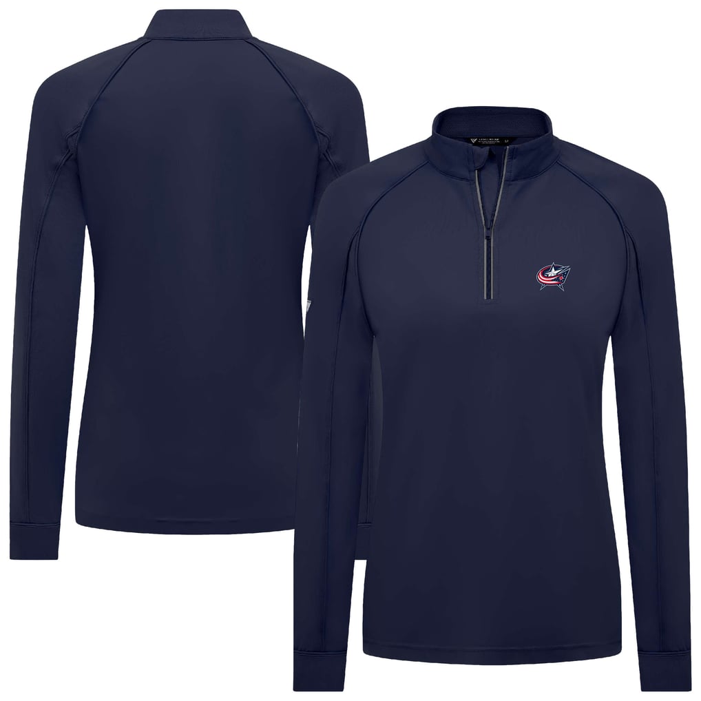 Women's Columbus Blue Jackets Levelwear Navy Kinetic Insignia Core Raglan Quarter-Zip Top