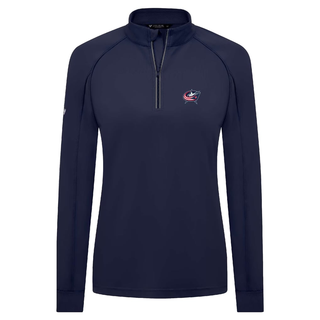 Women's Columbus Blue Jackets Levelwear Navy Kinetic Insignia Core Raglan Quarter-Zip Top