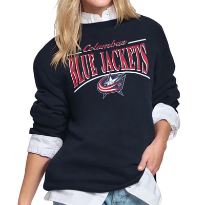 Columbus Blue Jackets Starter Women's Arch Stripe Fleece Sweatshirt - Navy