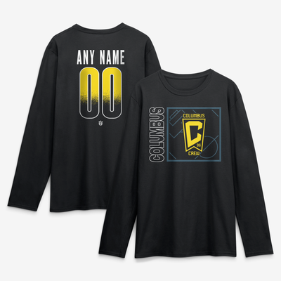 Columbus Crew  Home Field Pop Personalized Name & Number Long Sleeve T-Shirt - Black
