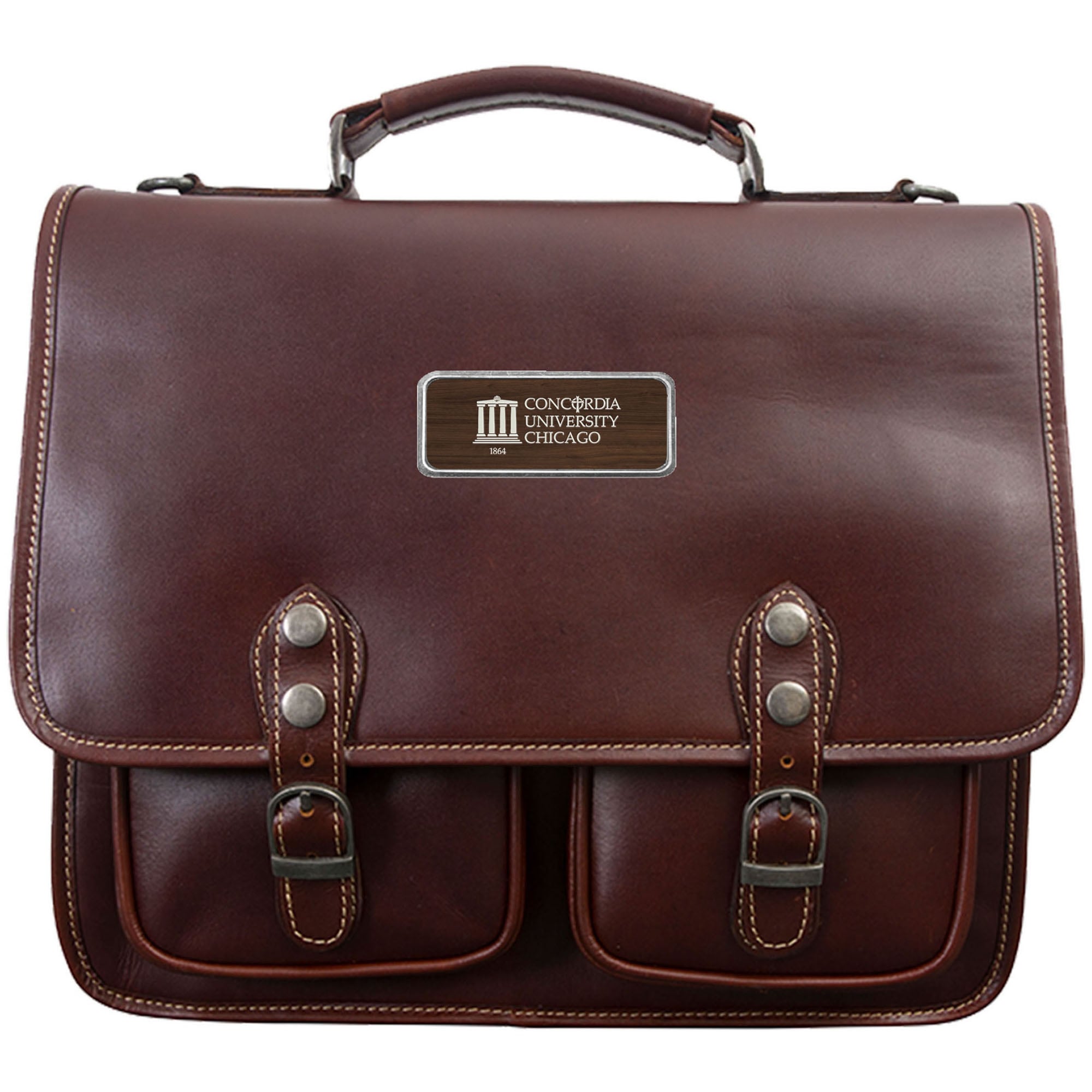 Brown Concordia University (IL) Cougars Logo Plate Sabino Briefcase