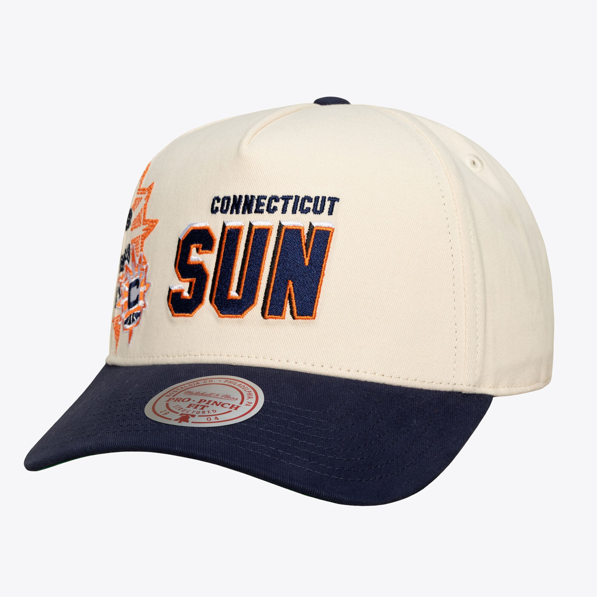 Unisex Mitchell & Ness Cream Connecticut Sun Big Time Pro Crown Snapback Hat