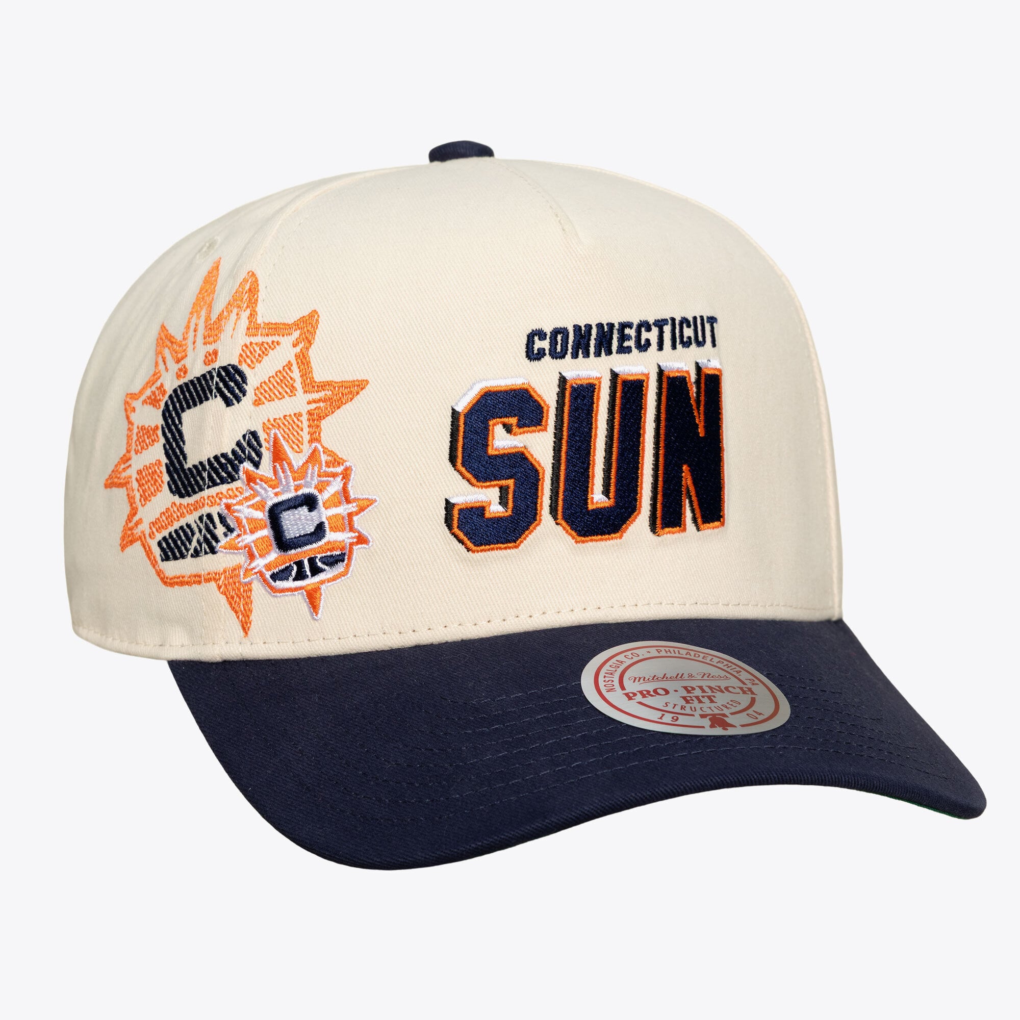 Unisex Mitchell & Ness Cream Connecticut Sun Big Time Pro Crown Snapback Hat