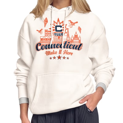 Connecticut Sun Starter Women's City Slogan Fleece Hoodie - White