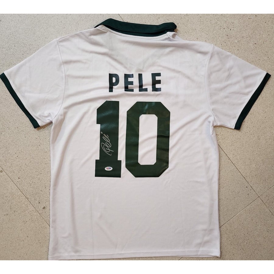 Pele Number Pele Signed Jersey Green NY Cosmos Soccer #10 Brazil FIFA