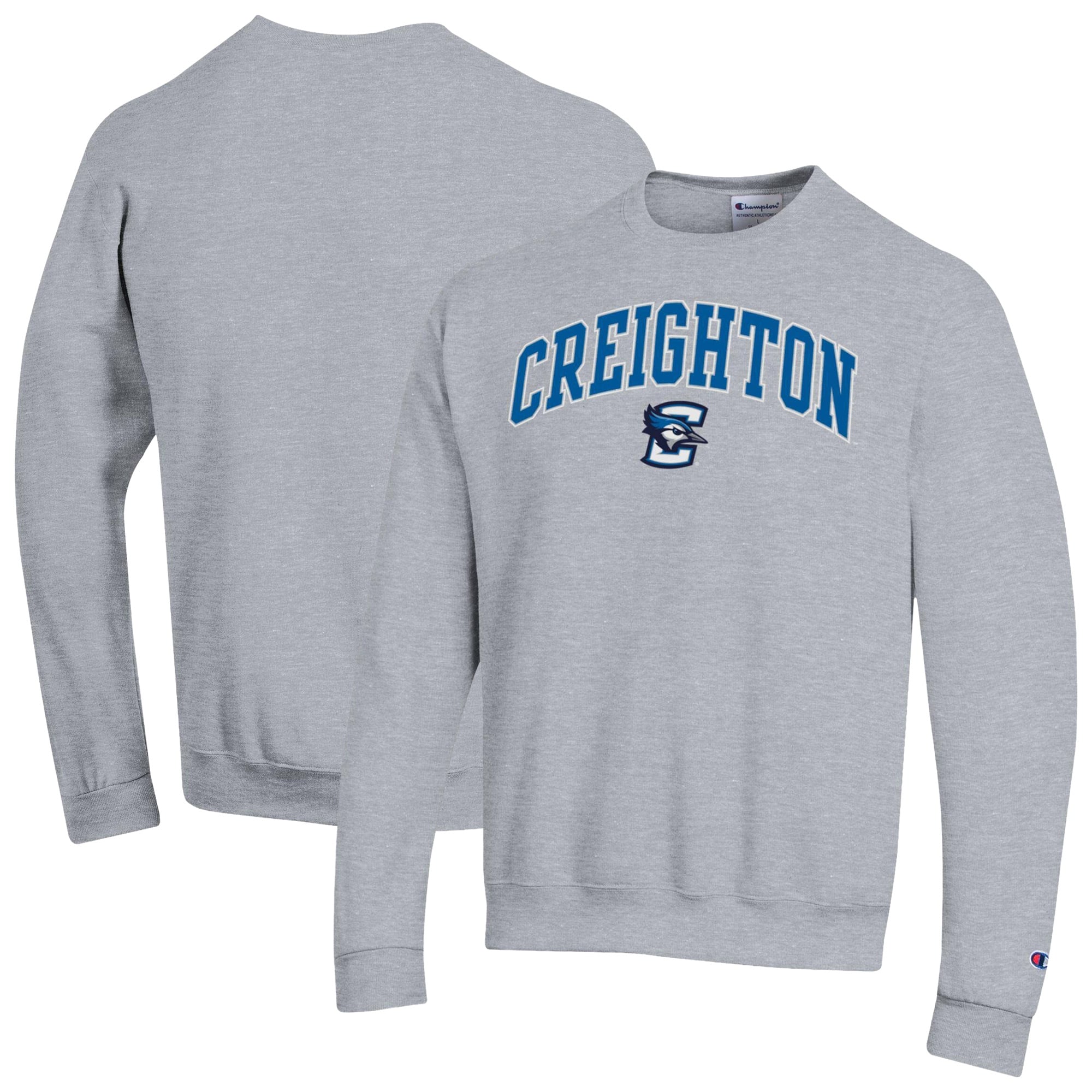 Sweat-shirt Champion pour homme, gris chiné, Creighton Bluejays Arch Powerblend
