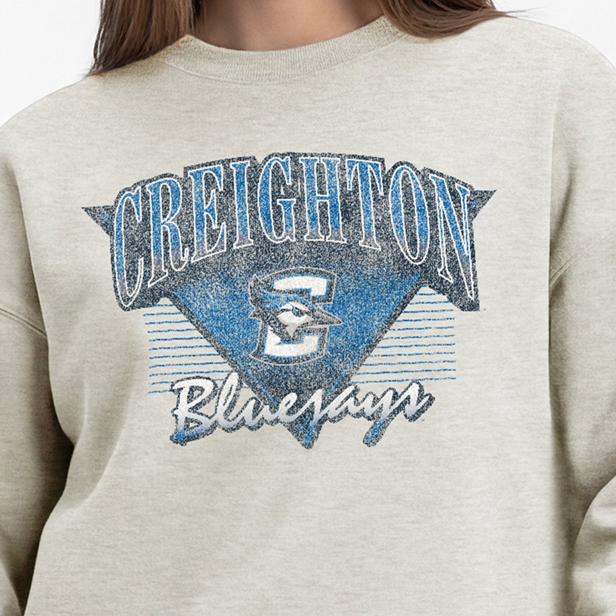 Women's Champion  Oatmeal Creighton Bluejays All-Star Weave Sweatshirt