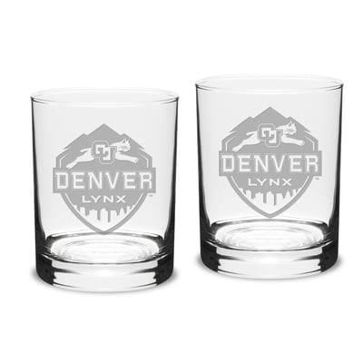 CU Denver Lynx 14oz. 2-Piece Classic Double Old-Fashioned Glass Set