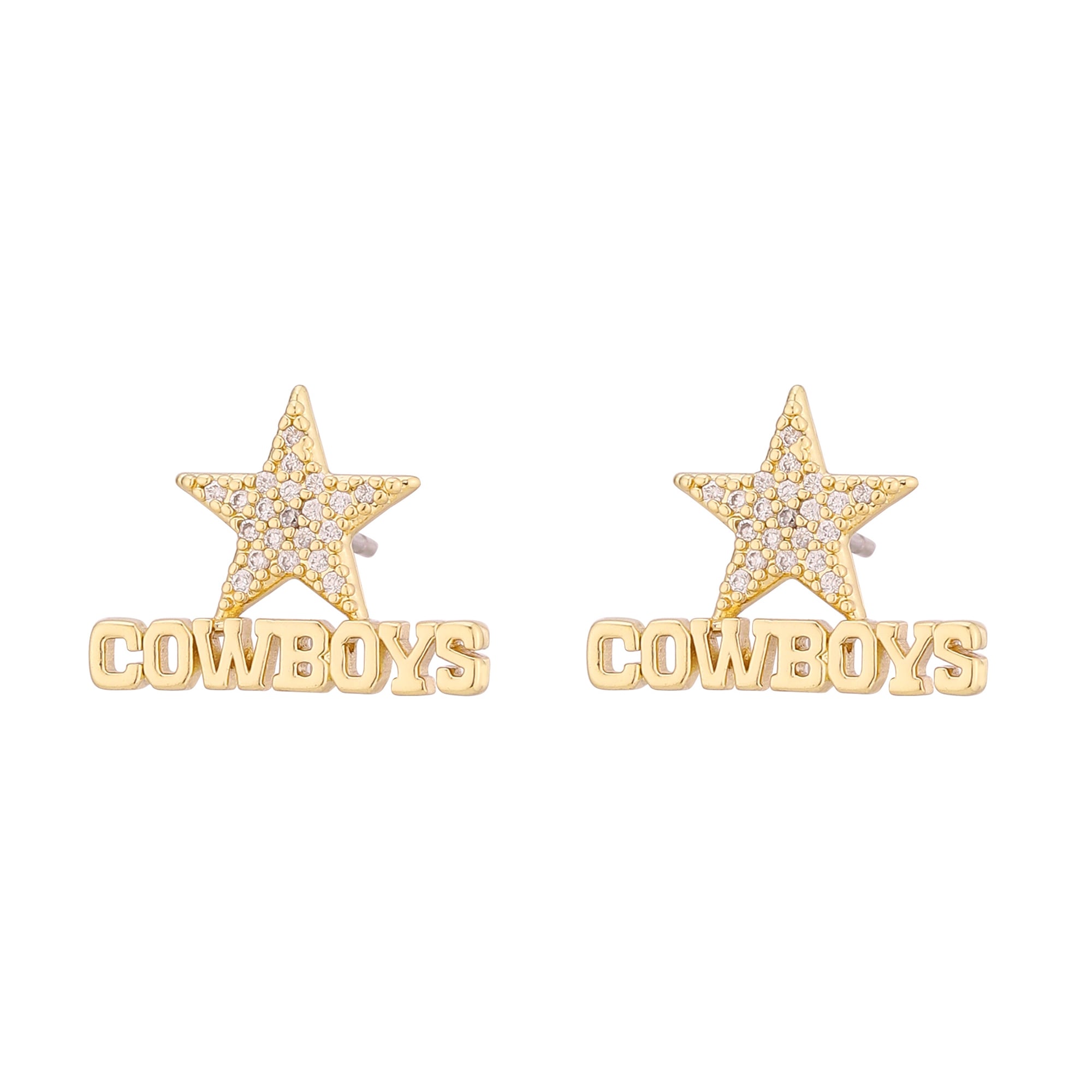 Boucles d'oreilles à clous LUV AJ Gold Dallas Cowboys Pavé Logo