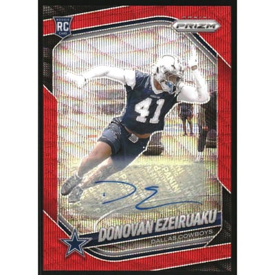 2025 Panini Prizm Autographs Prizms Red Wave #314 Donovan Ezeiruaku
