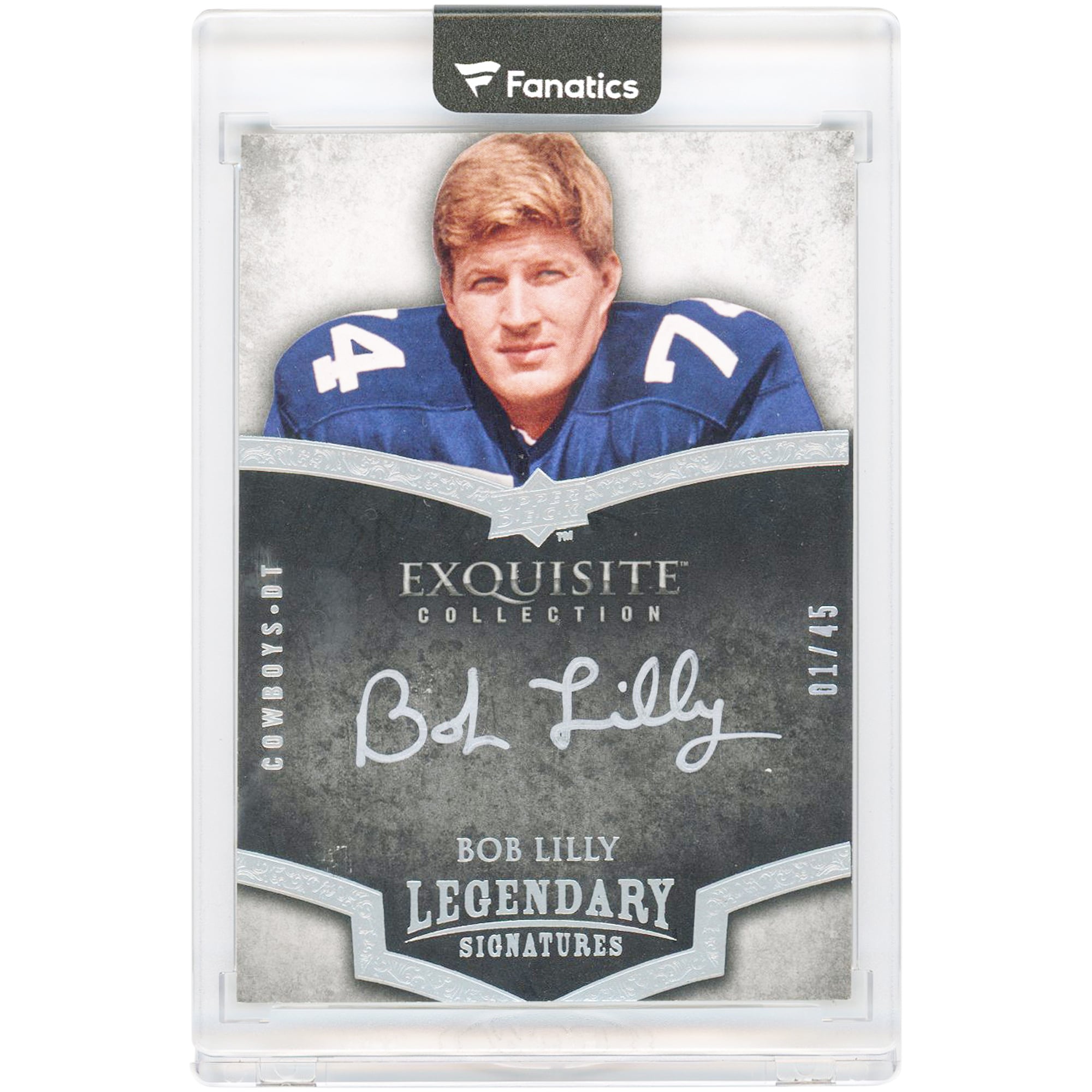 Bob Lilly Dallas Cowboys Autographed 2009 Upper Deck Exquisite Collection Legendary Signatures Silver Ink #L-BL #1/45 Card