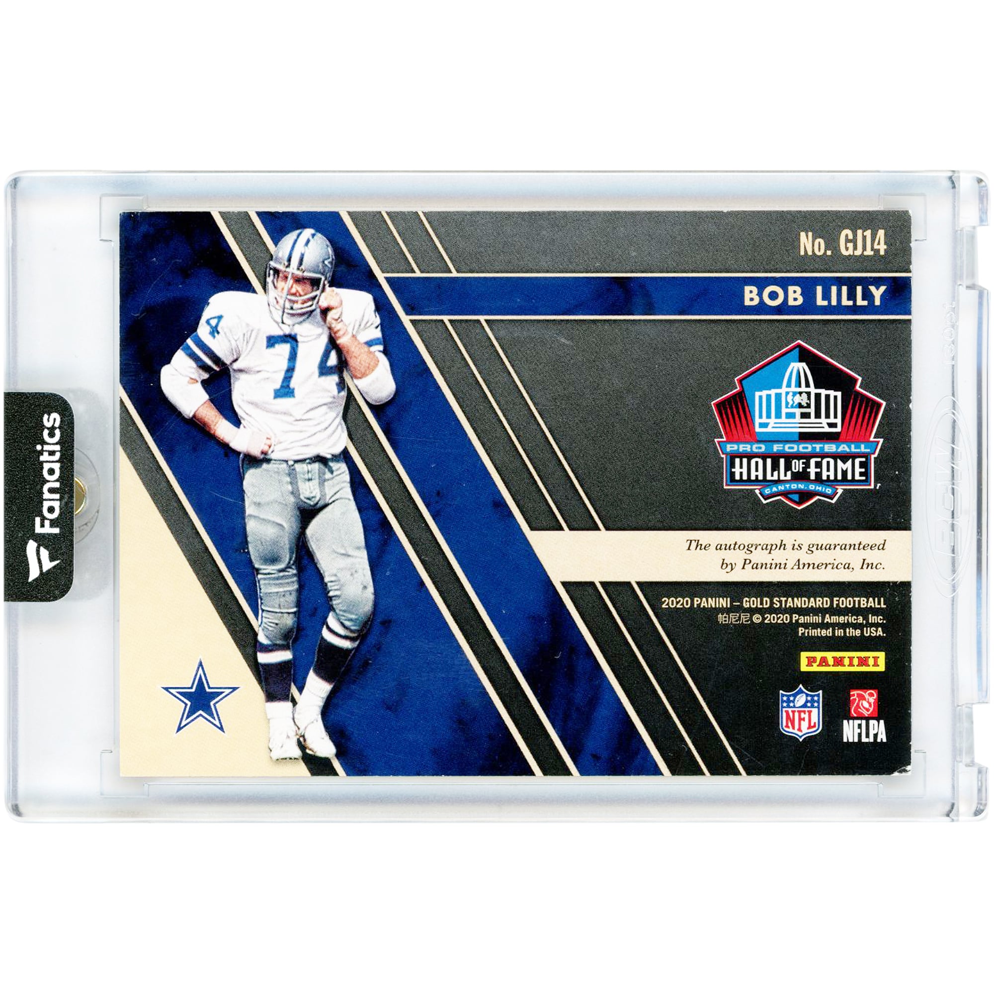 Carte autographiée Bob Lilly des Dallas Cowboys 2020 Panini Gold Standard Gold Jacket Signatures #GJ14 #28/49