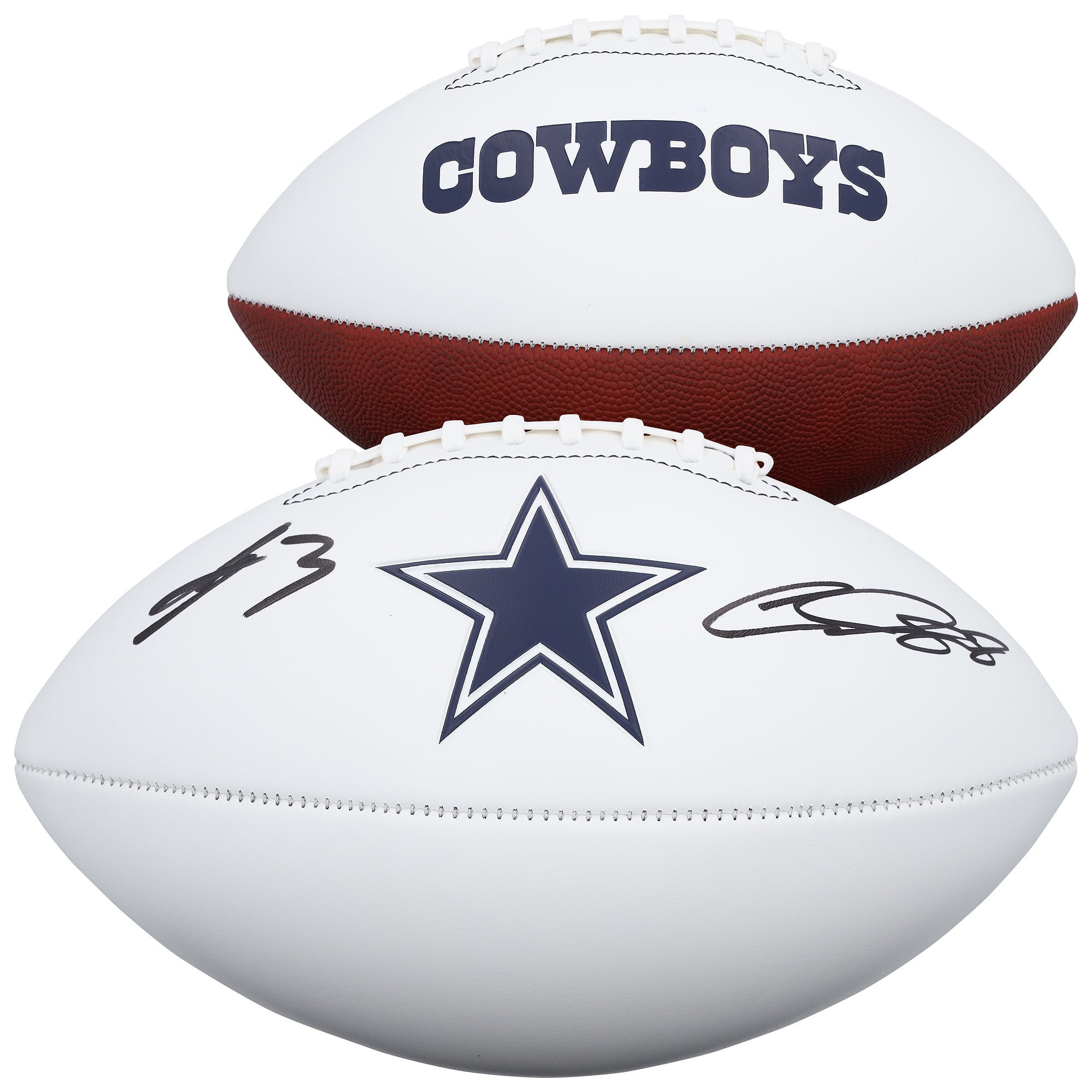 Ballon de football américain Franklin White Panel autographié par CeeDee Lamb et George Pickens des Dallas Cowboys