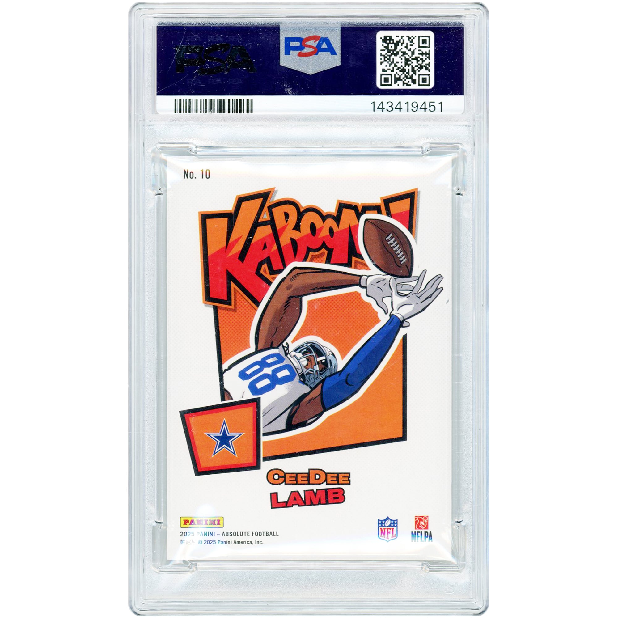 CeeDee Lamb Dallas Cowboys 2025 Panini Absolute KaBoom! Horizontal #10 PSA Authenticated 8 Card