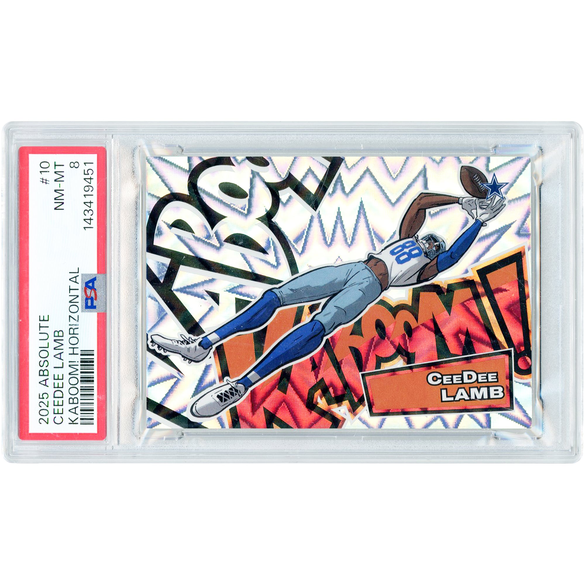 CeeDee Lamb Dallas Cowboys 2025 Panini Absolute KaBoom! Horizontal #10 PSA Authenticated 8 Card